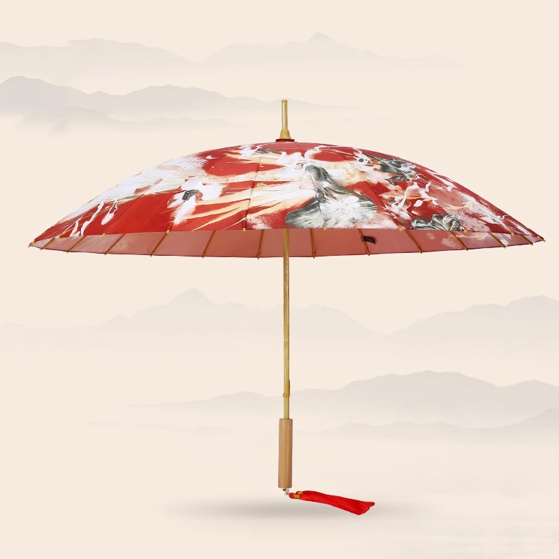 中式复古接亲红色伞喜伞多图案红伞