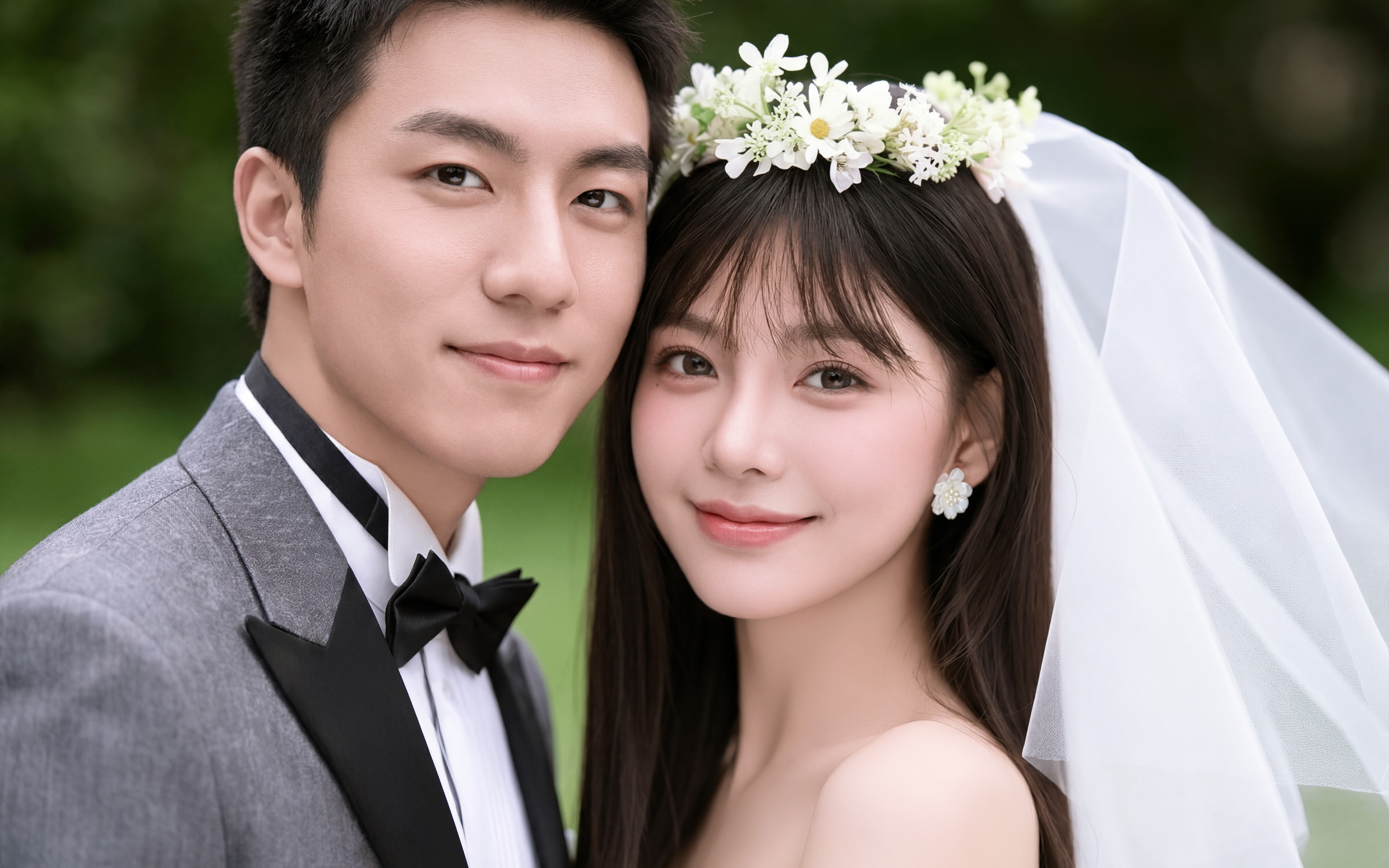 【法式印象】白绿森系草坪婚纱照每一帧都是浪漫电影