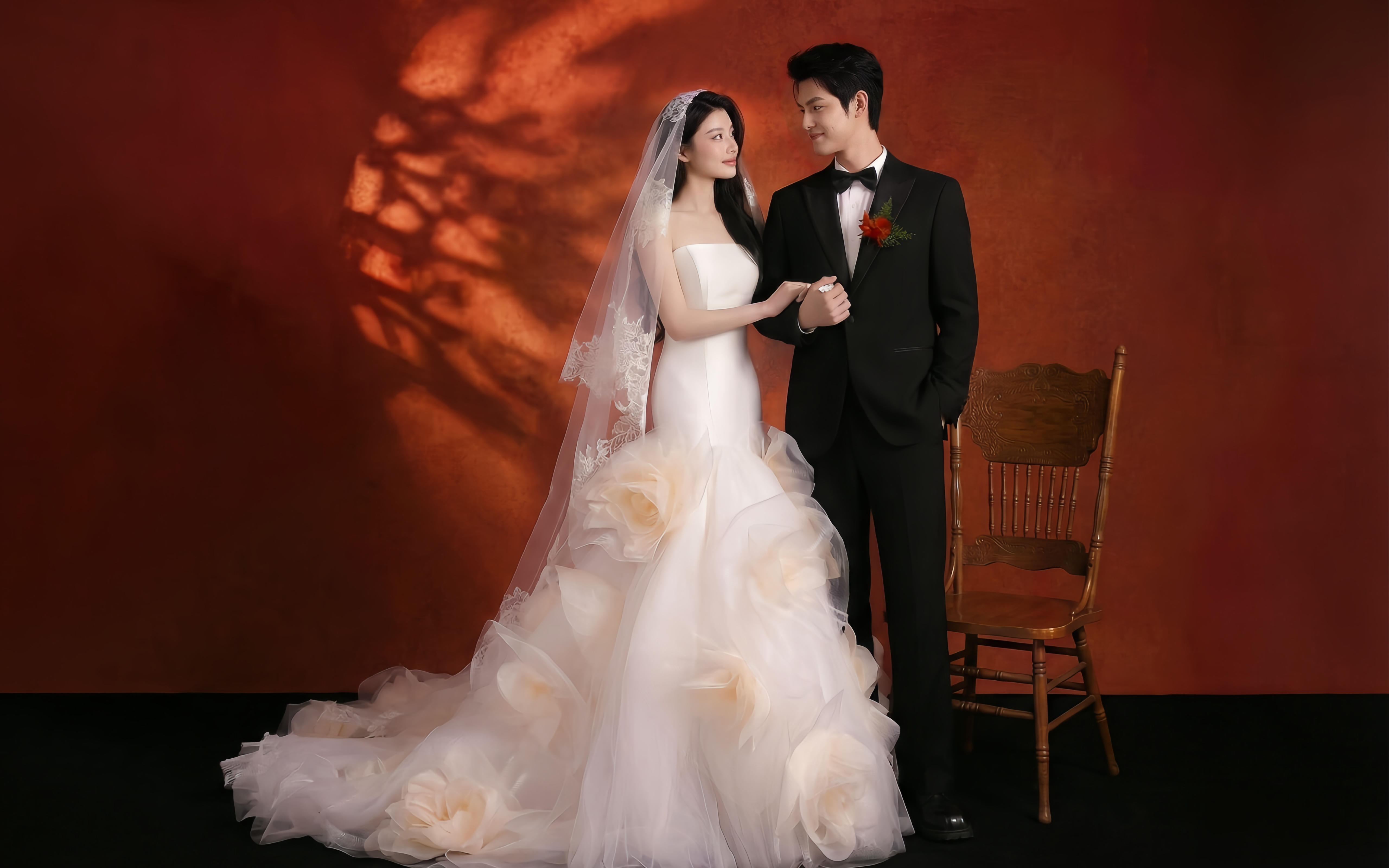 室内复古婚纱照   