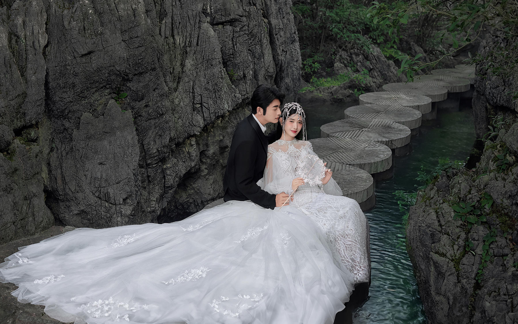 山水间仙纱婚纱照，我们的浪漫如诗如画