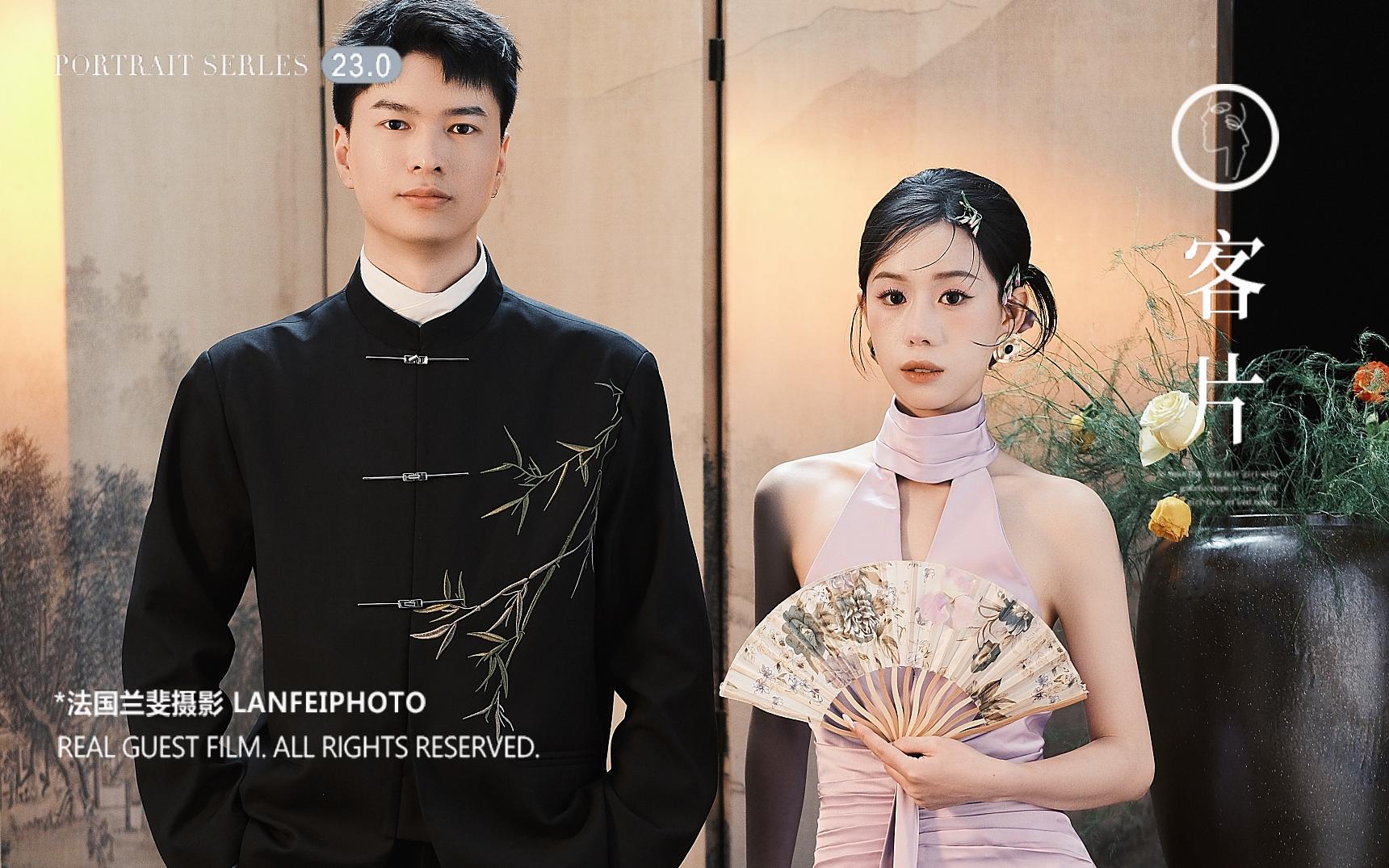 紫色喜嫁婚紗照真的很有韻味啊