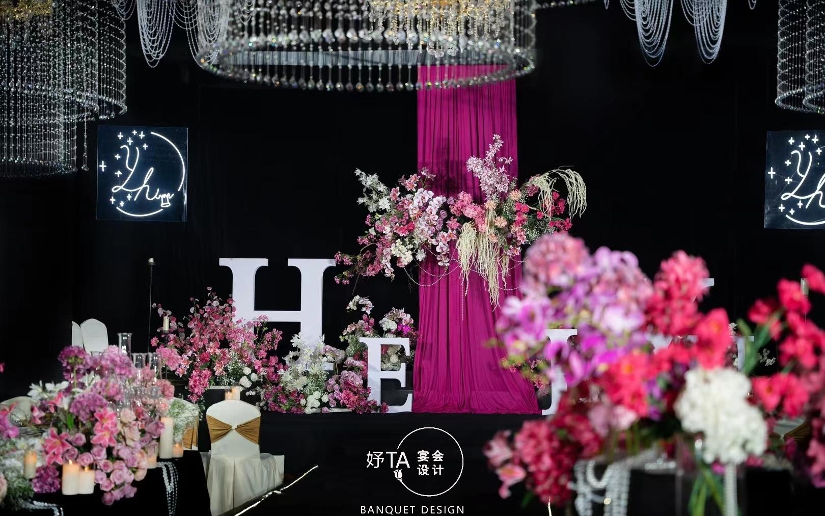 【妤TA婚禮】小眾玫紅色系水晶婚禮布置