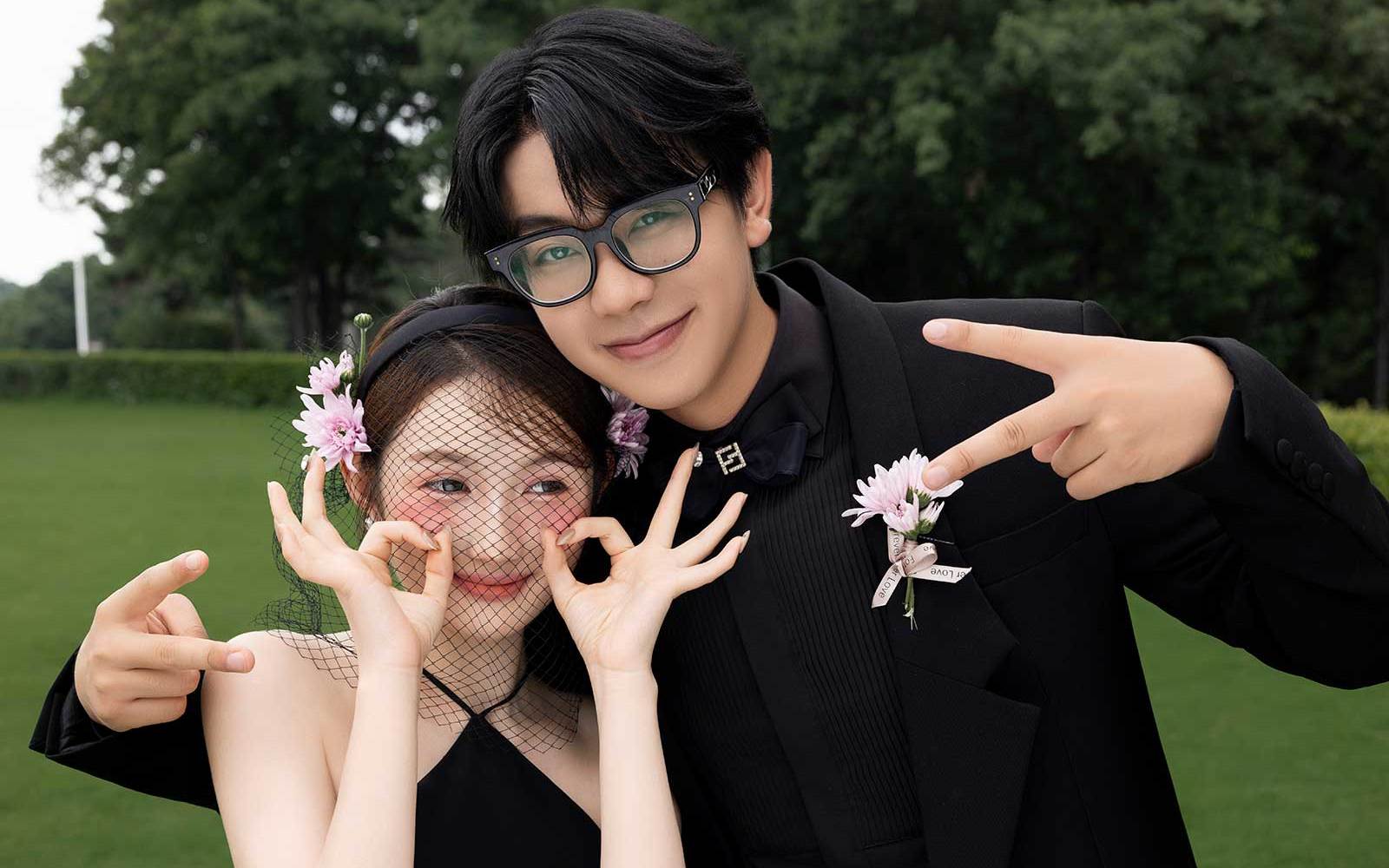 一整个美住❤我的小清新森系黑纱婚纱照