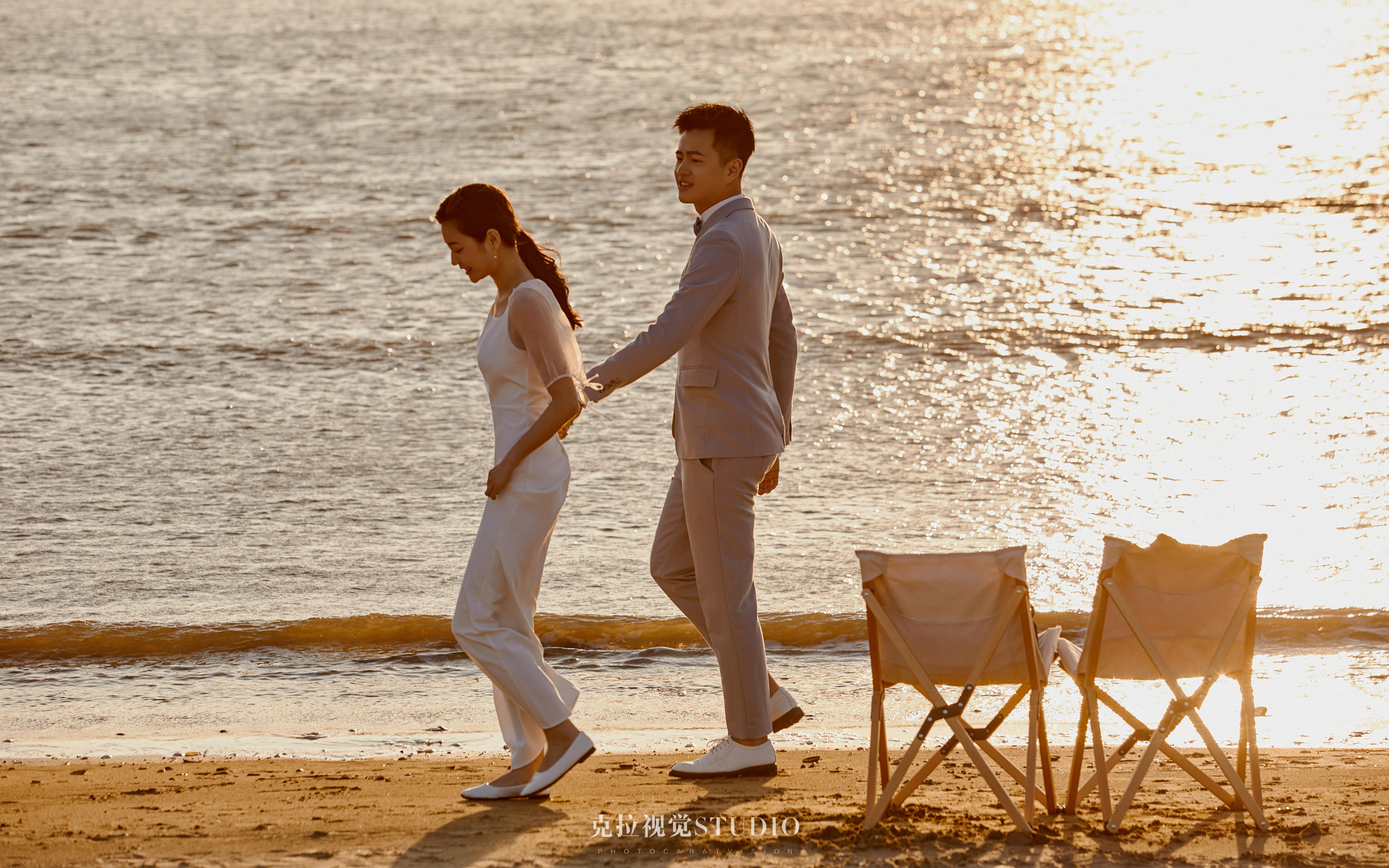 沉溺橘子海💛海边夕阳婚纱照氛围拉丝