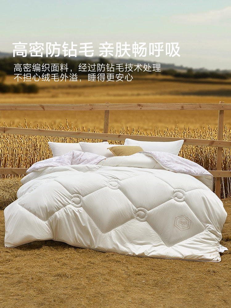 【水星家纺】100%澳洲羊毛四季被A类抑菌春秋被子保暖羊毛被芯