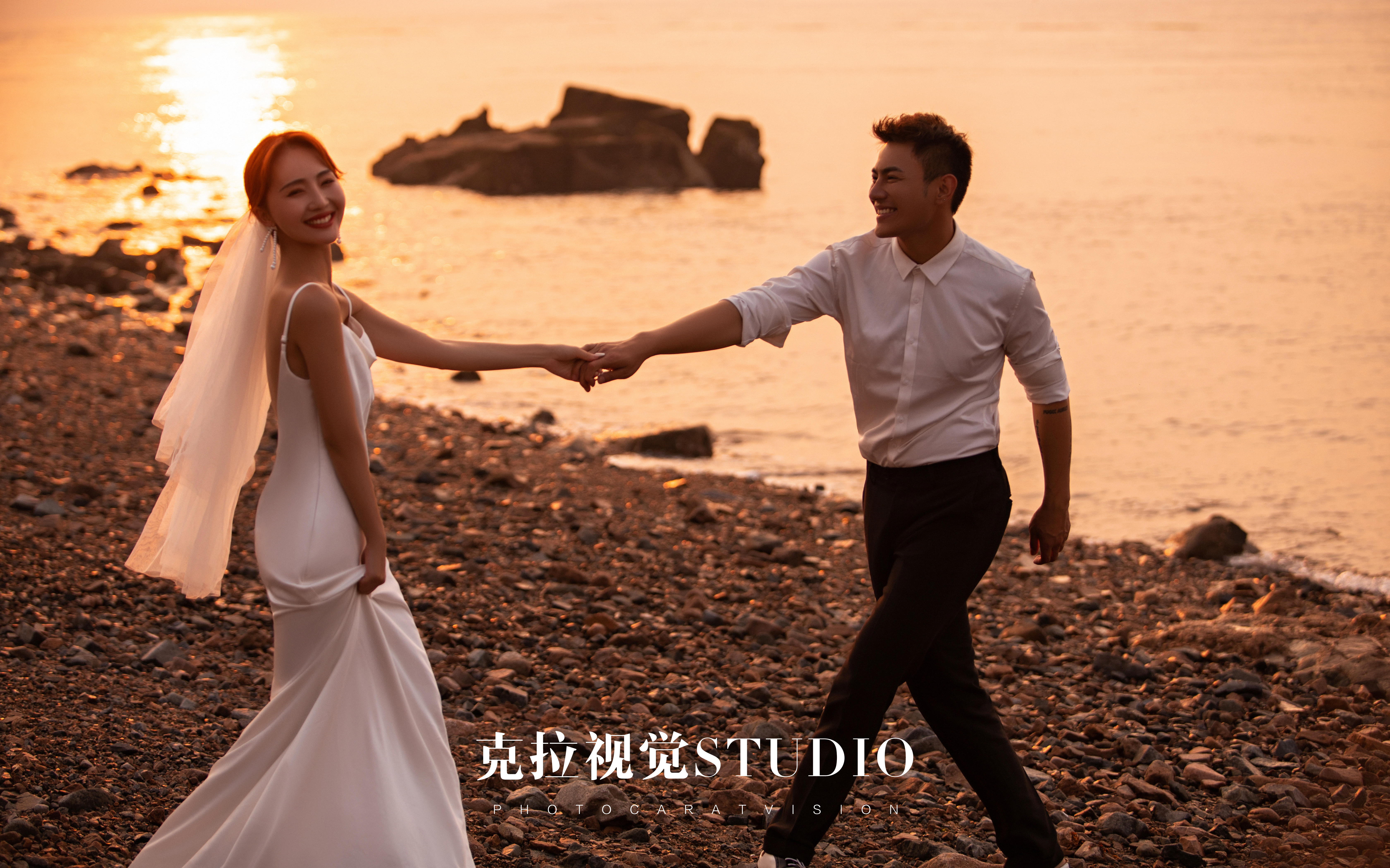 沉溺橘子海💛海边夕阳婚纱照氛围拉丝