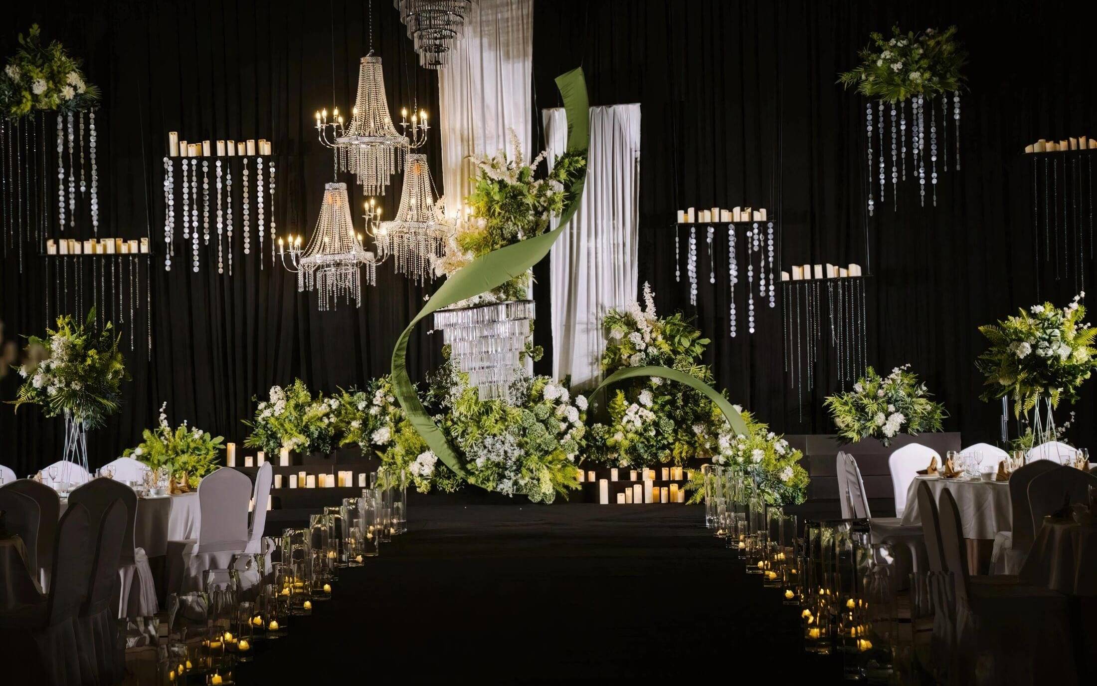 【美卡婚禮】室內(nèi)酒店——白色布幔亮片韓系婚禮