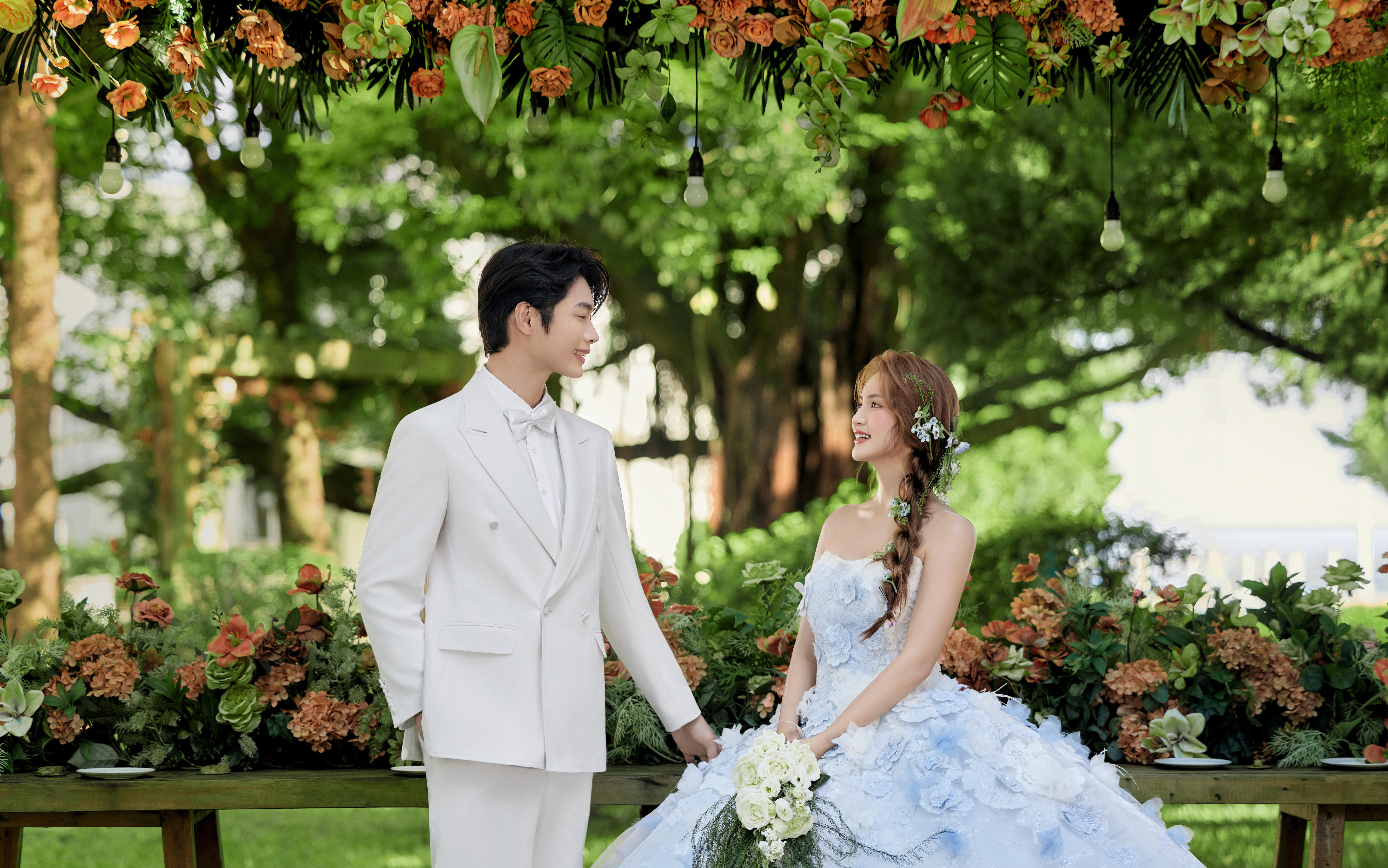 【森系婚照 】暖陽映藍(lán)紗，在坪間奔赴我們往后余生