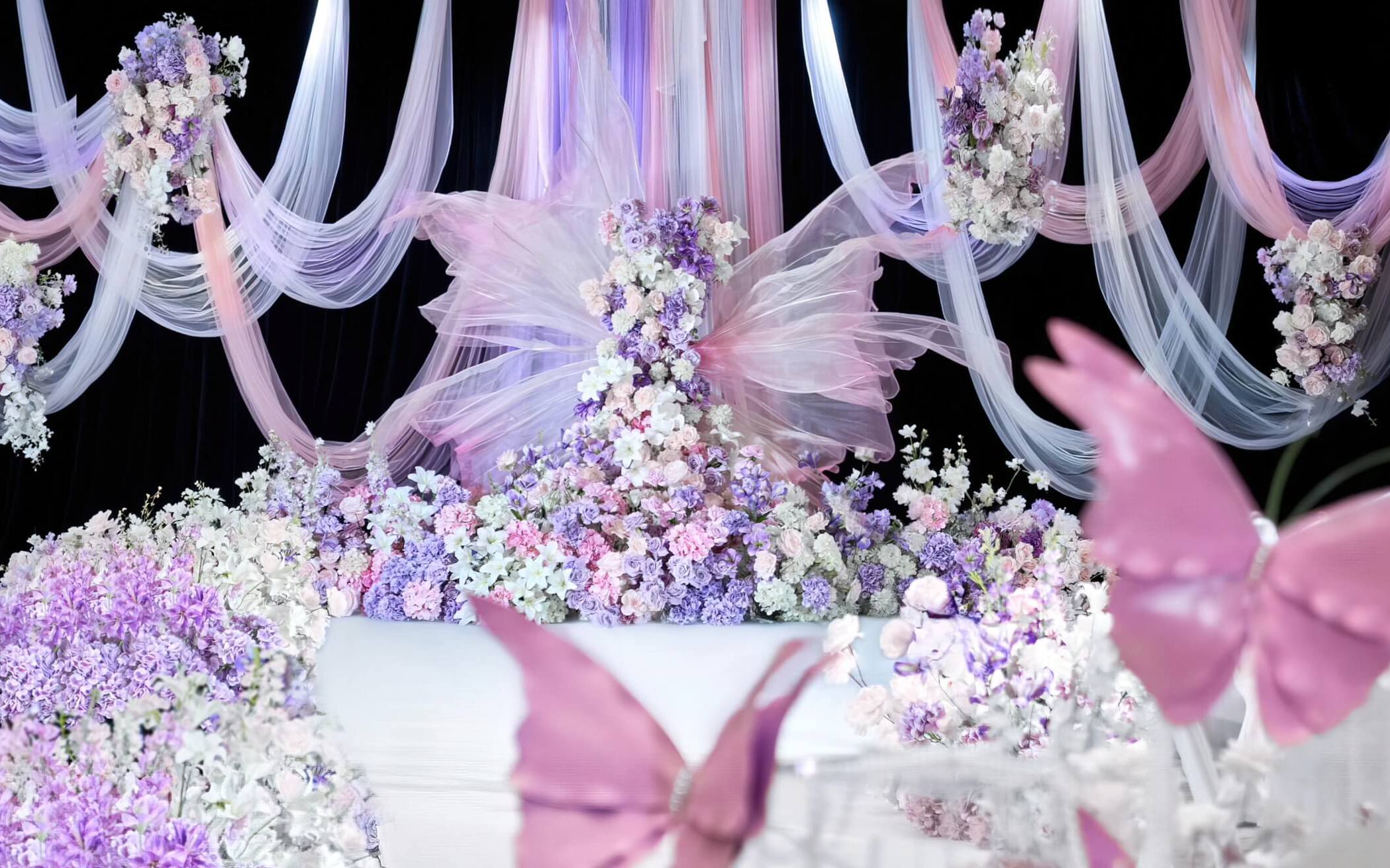 【梦幻婚庆礼仪策划】梦幻紫色雪纺纱蝴蝶婚礼