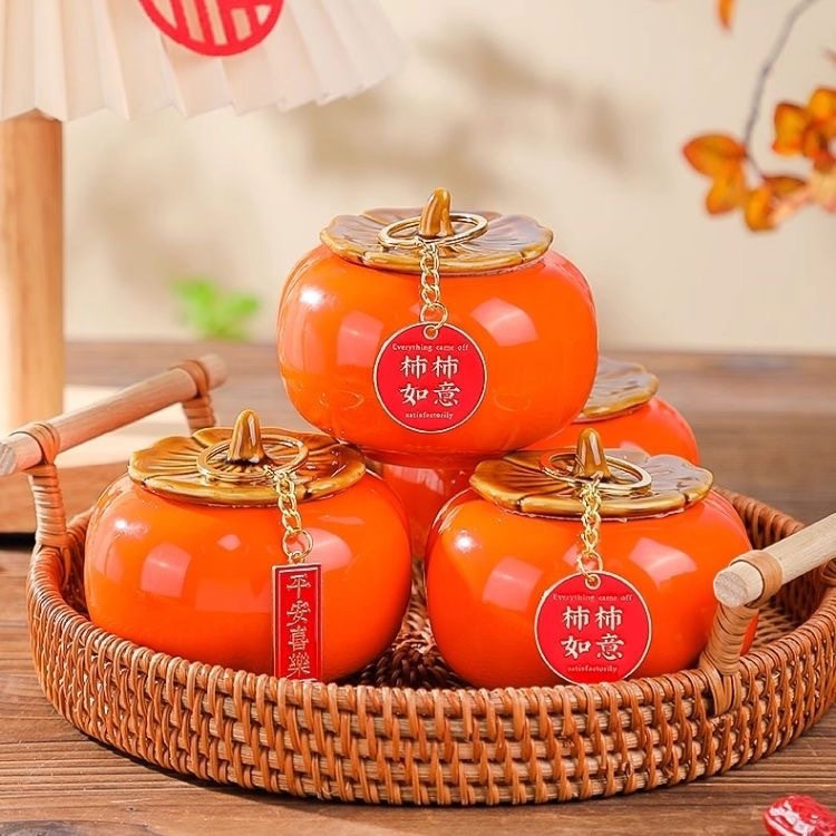 订婚宴布置桌摆柿柿如意摆件订婚用品