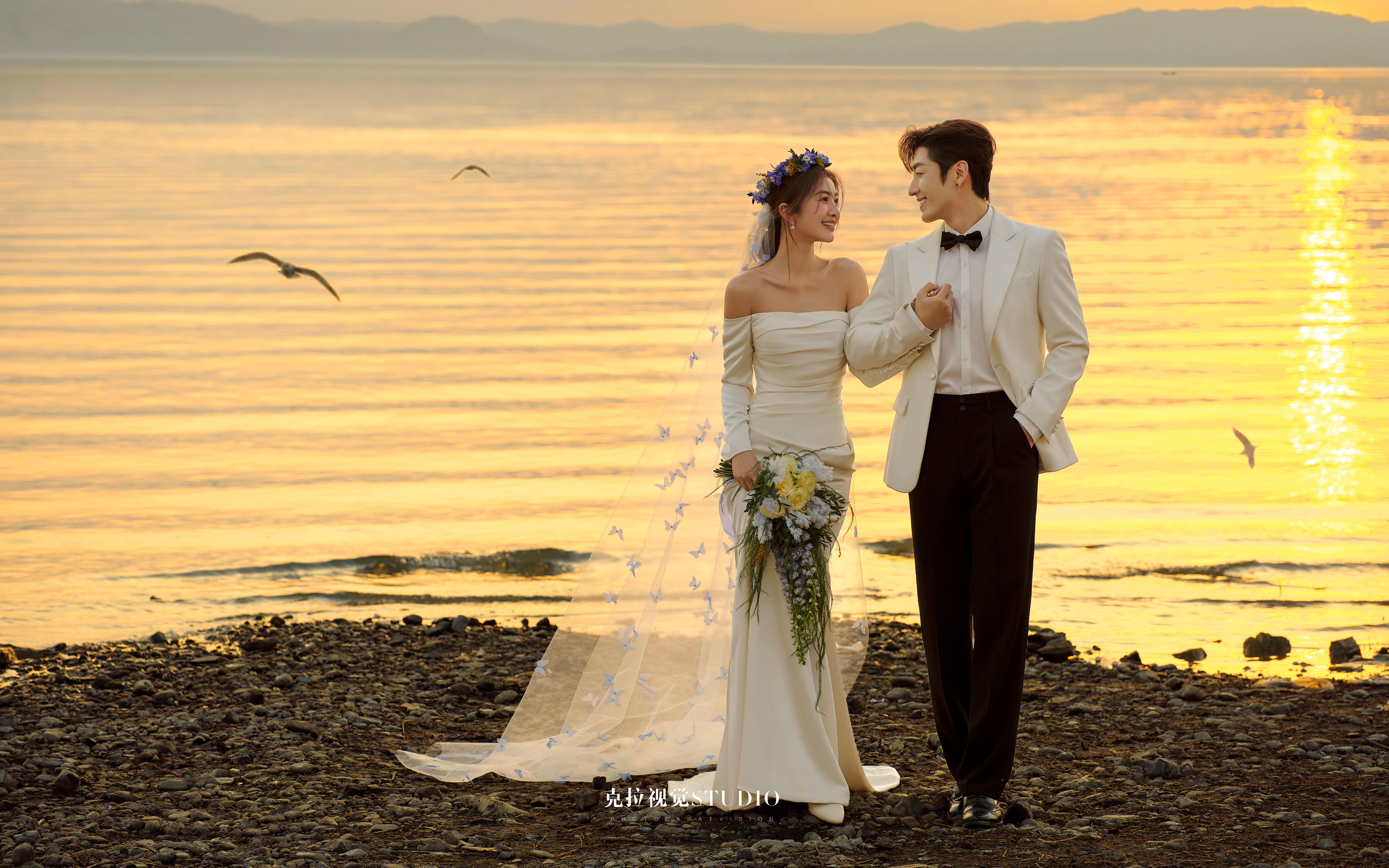所念皆是浪漫 海邊夕陽婚紗照