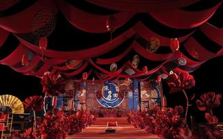 【美卡婚礼】室内酒店—红蓝撞色传统中式婚礼