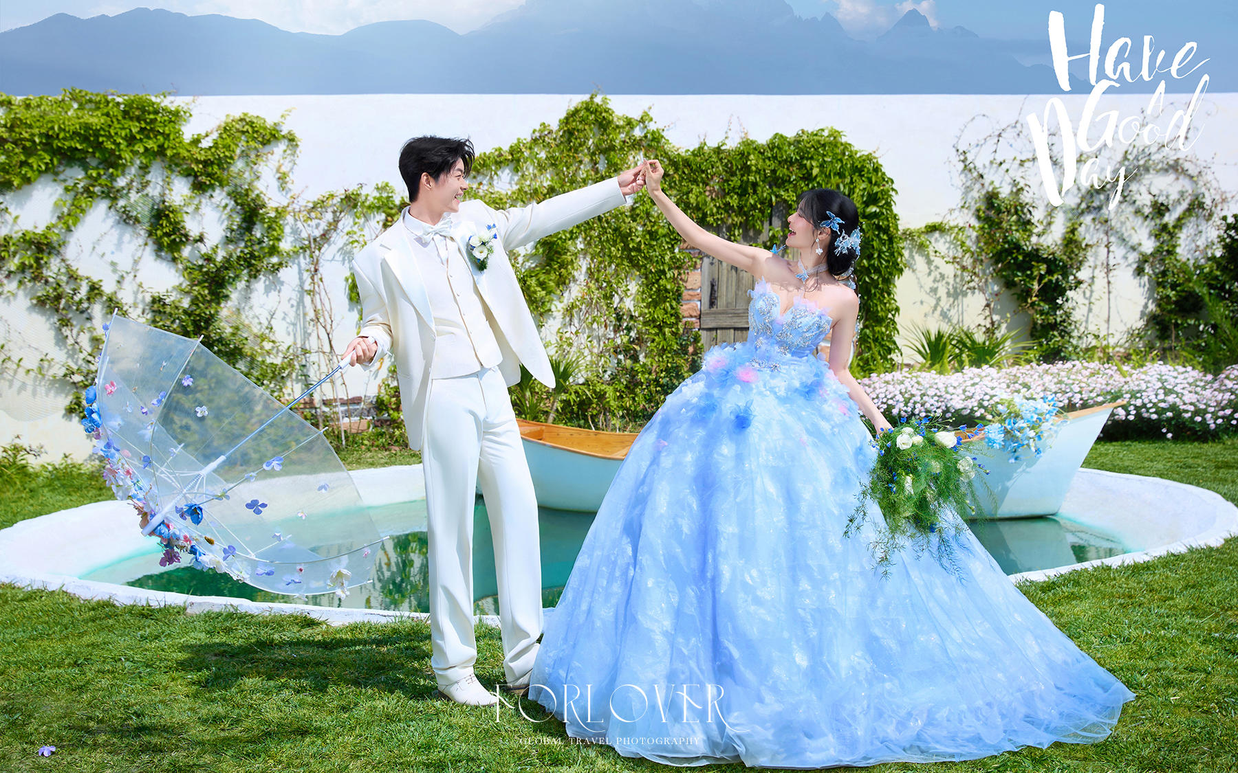 蓝纱轻扬遇心动，唯美仪式婚纱照