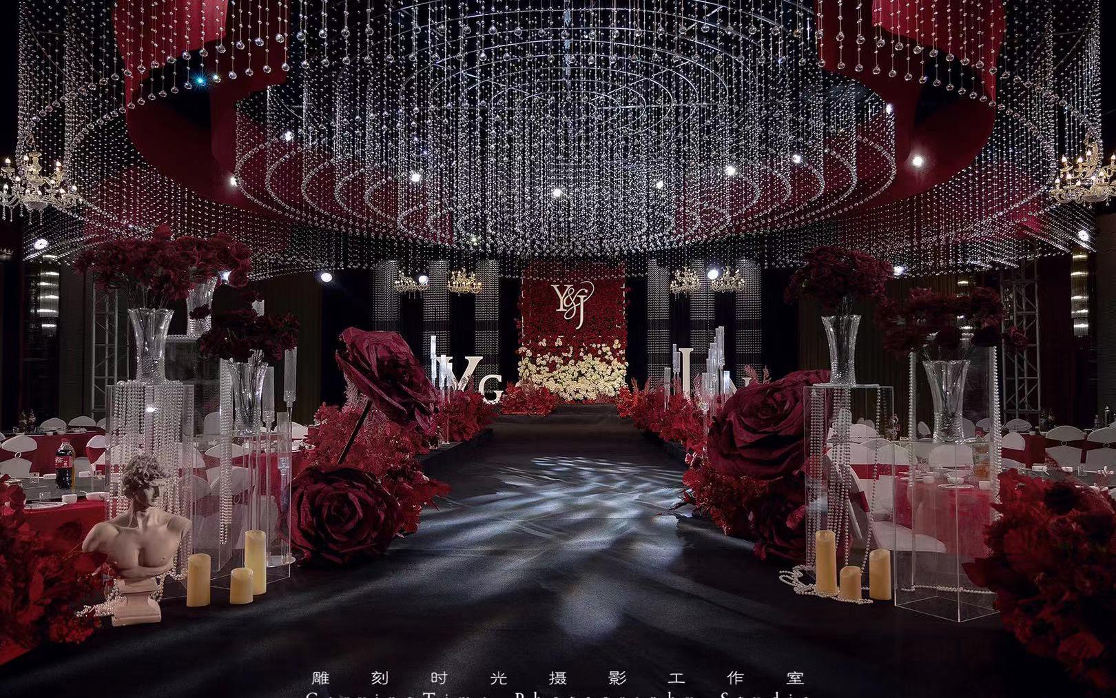 大永婚庆 | 圆形水晶黑红撞色婚礼