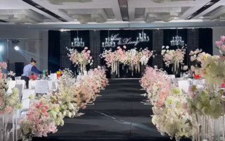 韩式白粉色纯花系婚礼