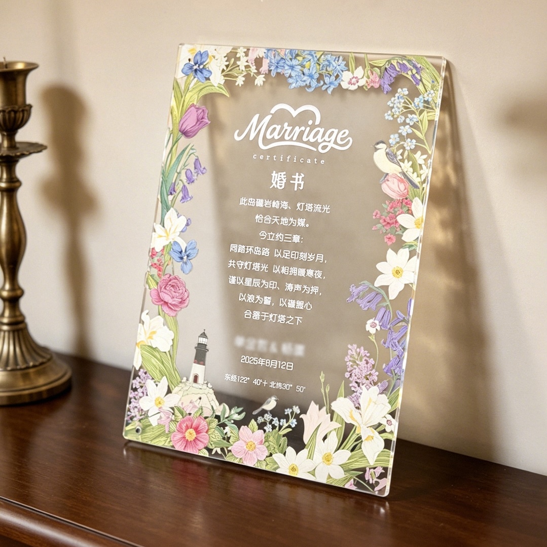 原创款亚克力婚书 高级感结婚订婚布置用品仪式感摆台相框【支持定制】