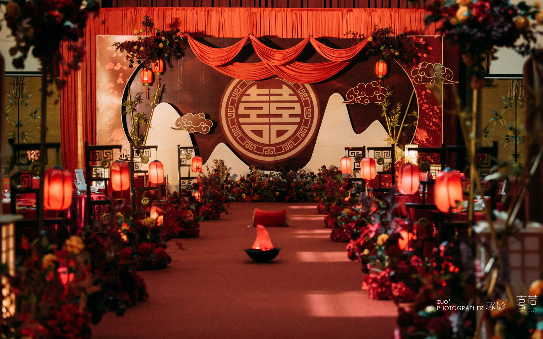 中式古风婚礼布置+四大金刚+婚车装饰+即拍即影