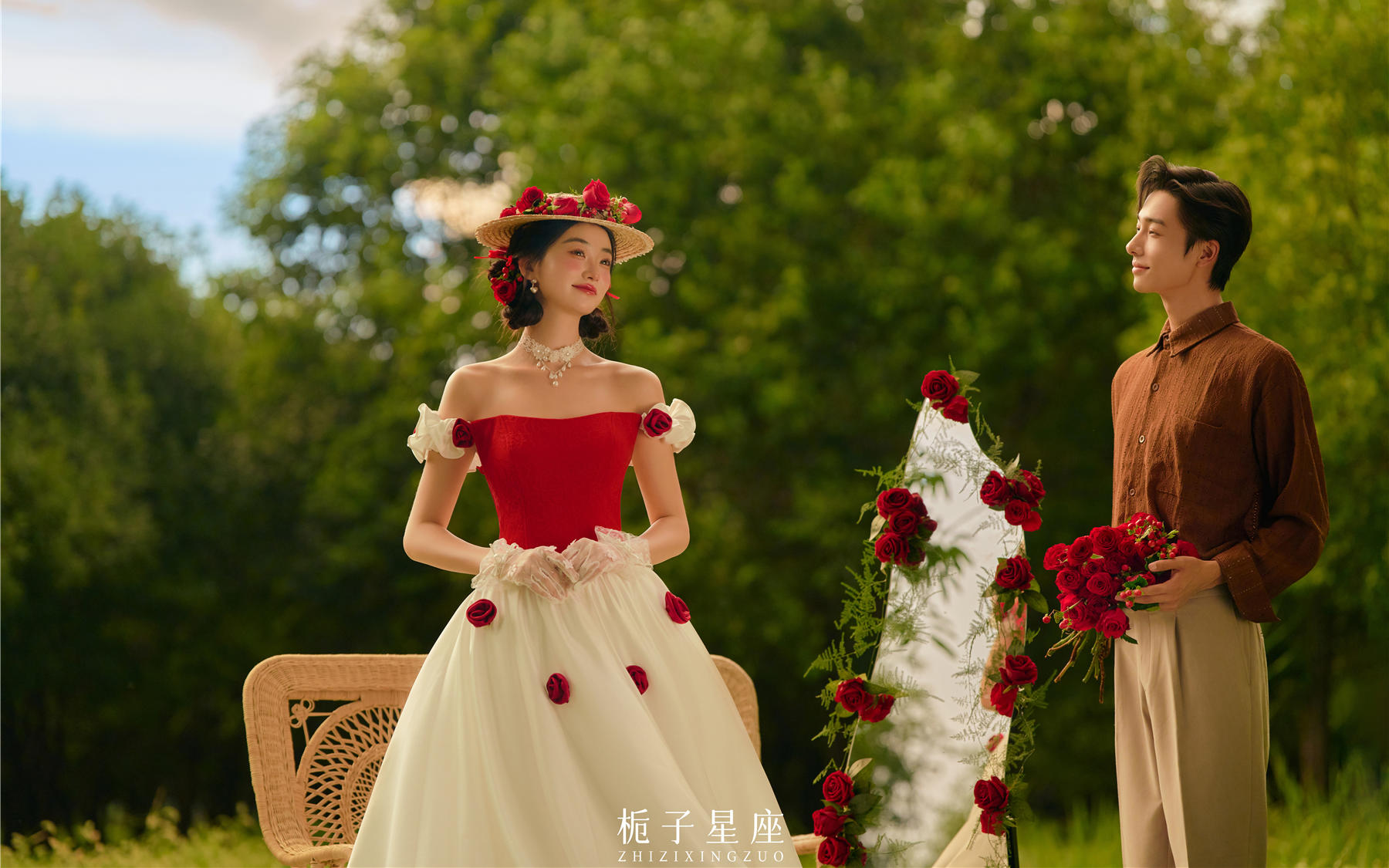 法式紅玫瑰婚紗照??｜油畫里走出來的復(fù)古少女感