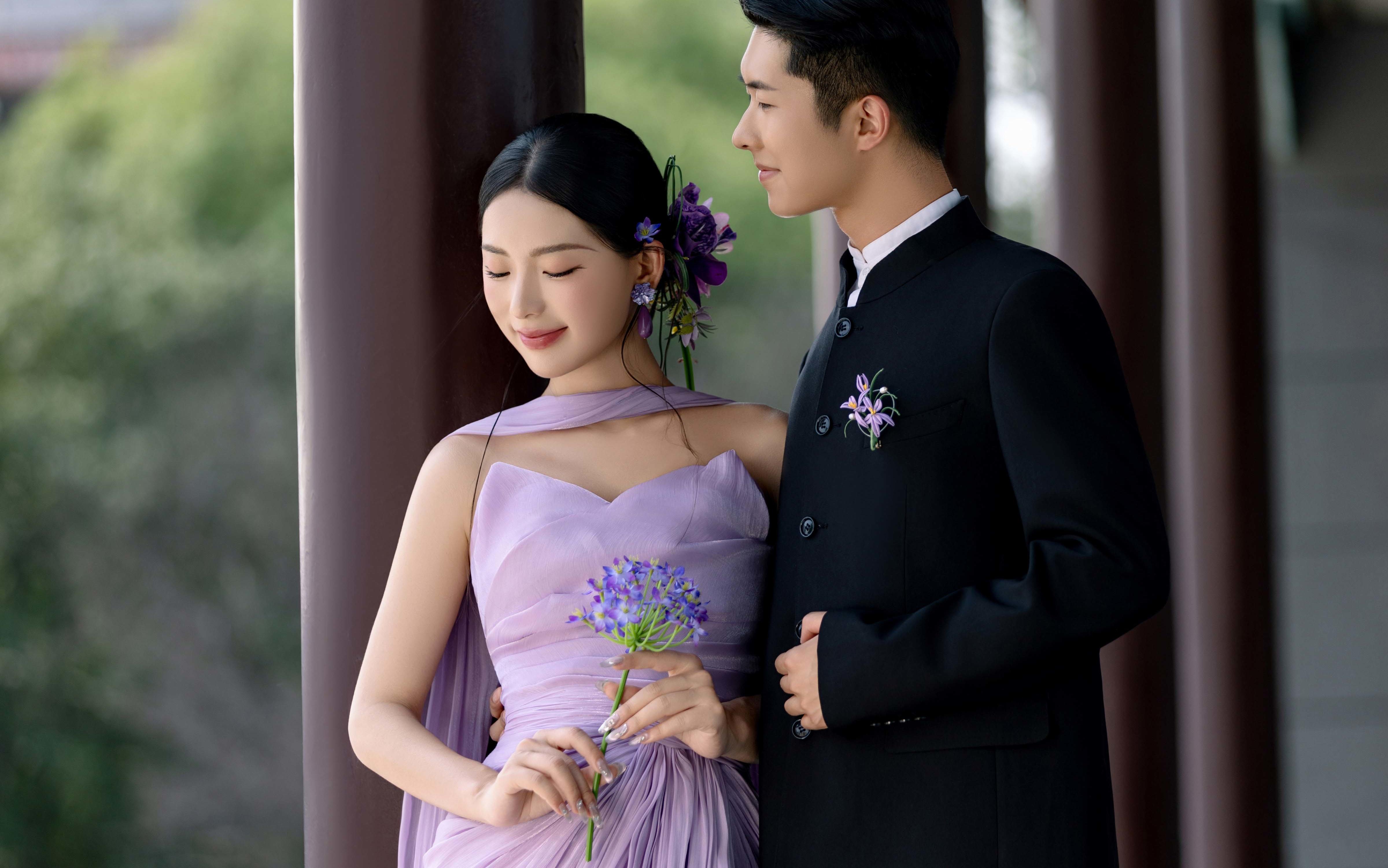 中式园林绝绝紫 新中式婚纱照浪漫暴击！