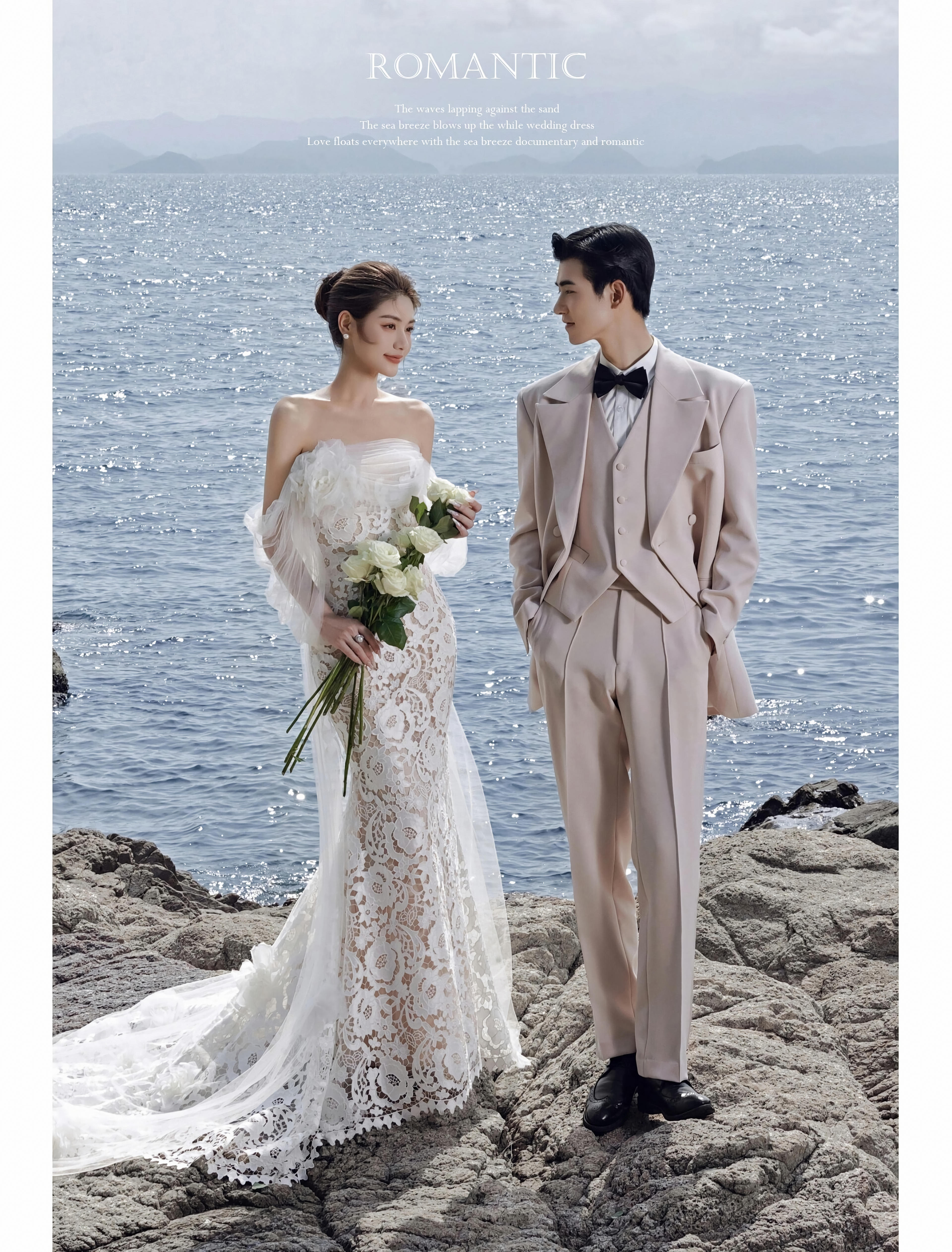 在厦门💞拍到了电影感满满的海景礁石婚纱照！