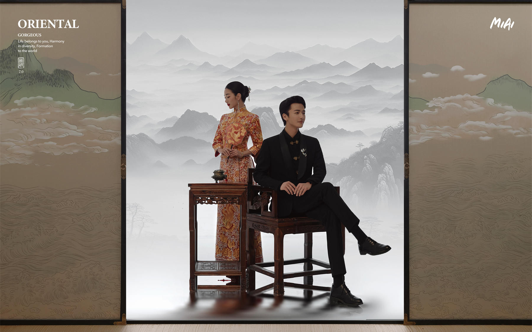 高级感拉满的工笔秀禾婚纱照｜每一帧都美成古风画卷