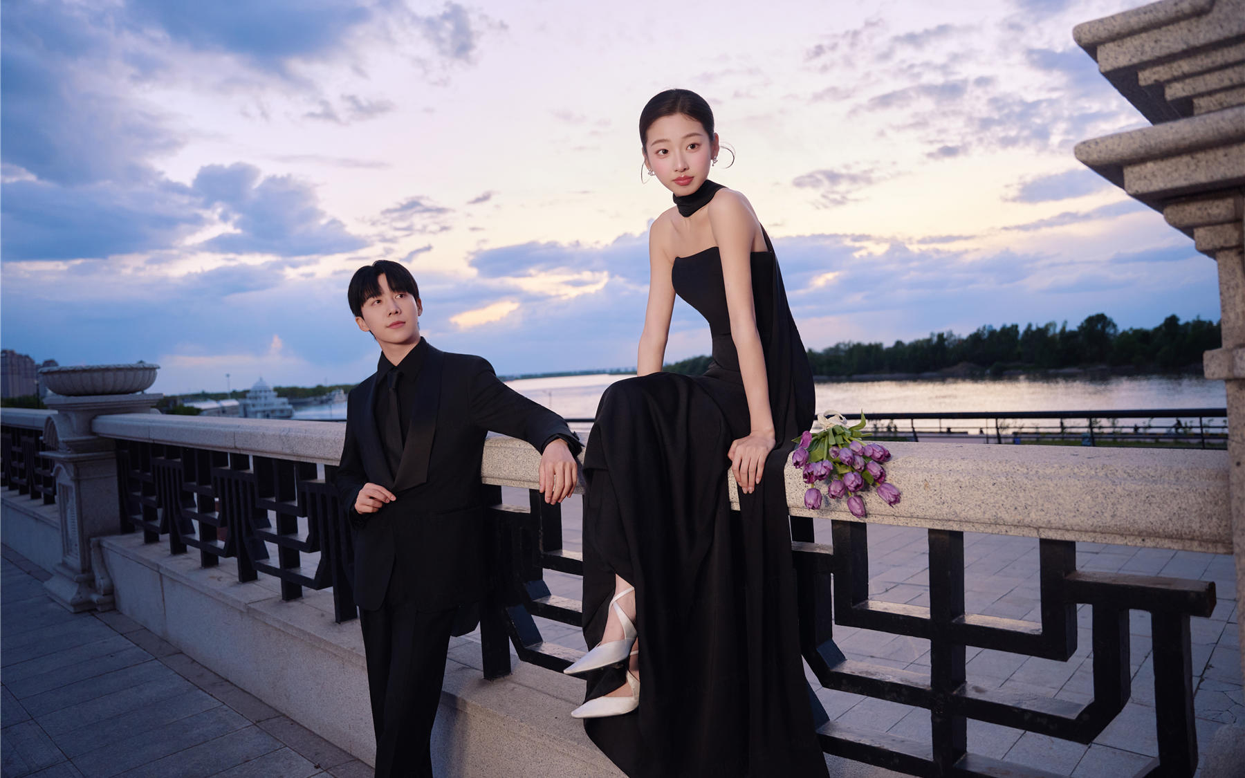 暮色为证，江风为媒｜我的黑礼服婚纱照