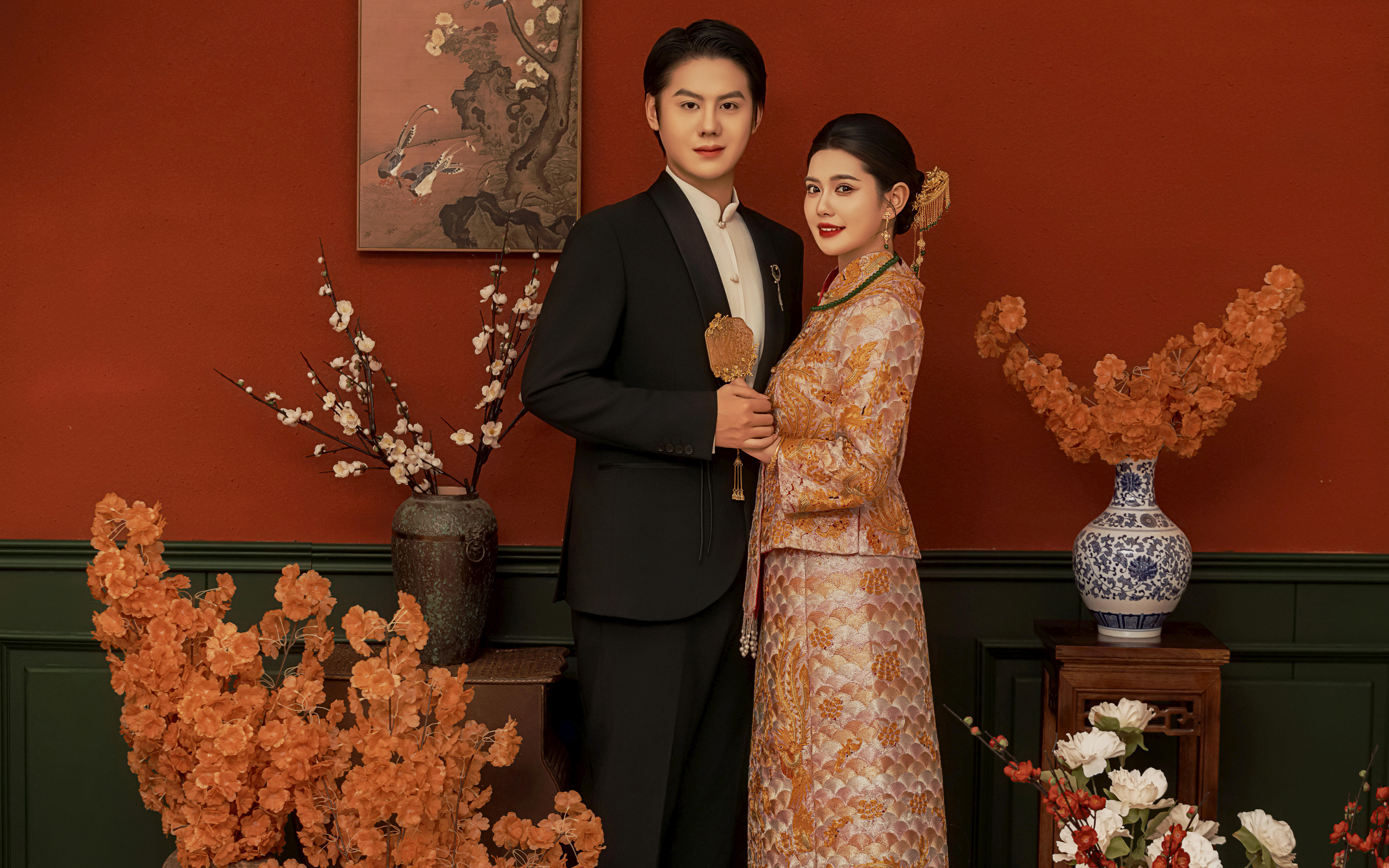 優(yōu)雅矜貴的中式內(nèi)景婚紗照