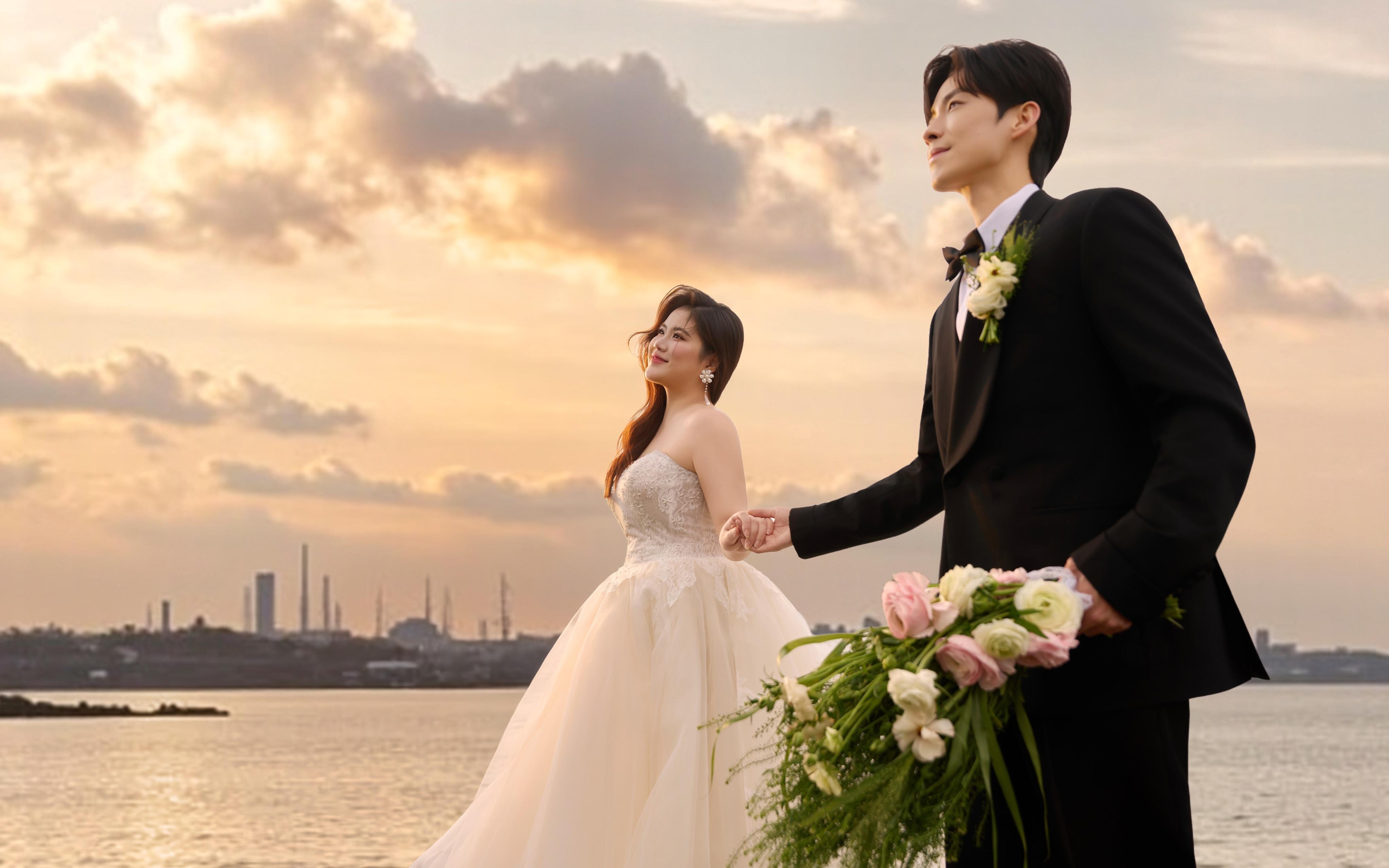 【橘海赴晚霞】超浪漫的湖邊晚霞婚紗照