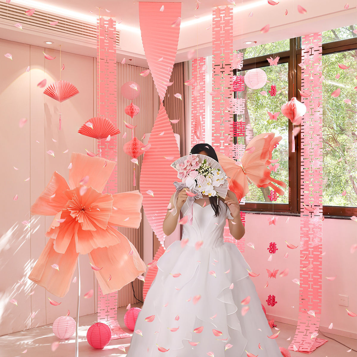 客厅折纸拉花房间全套 小红书网红款婚礼装饰结婚卧室婚房布置套装