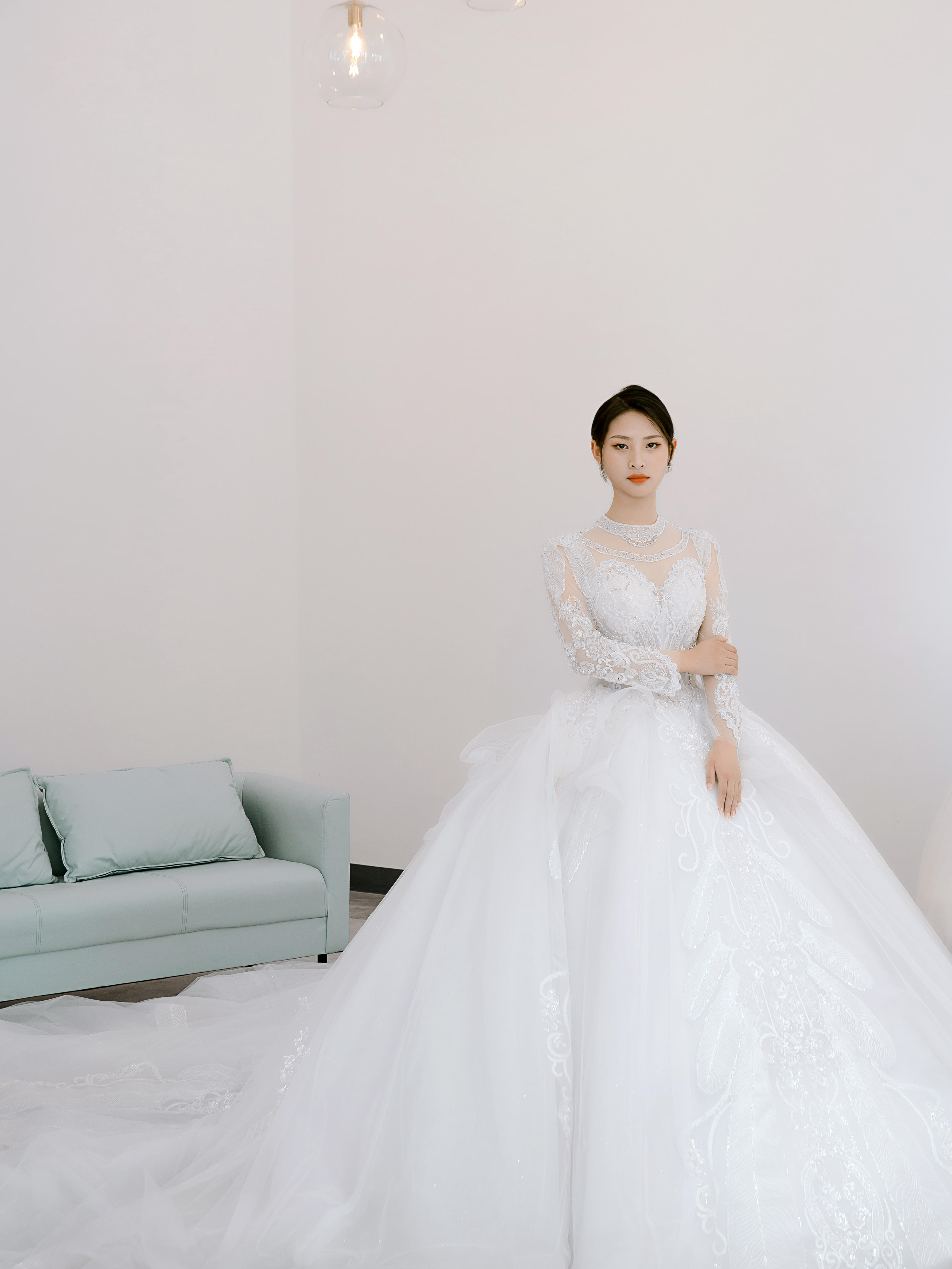 慕纱~长袖宫廷风大拖尾主纱