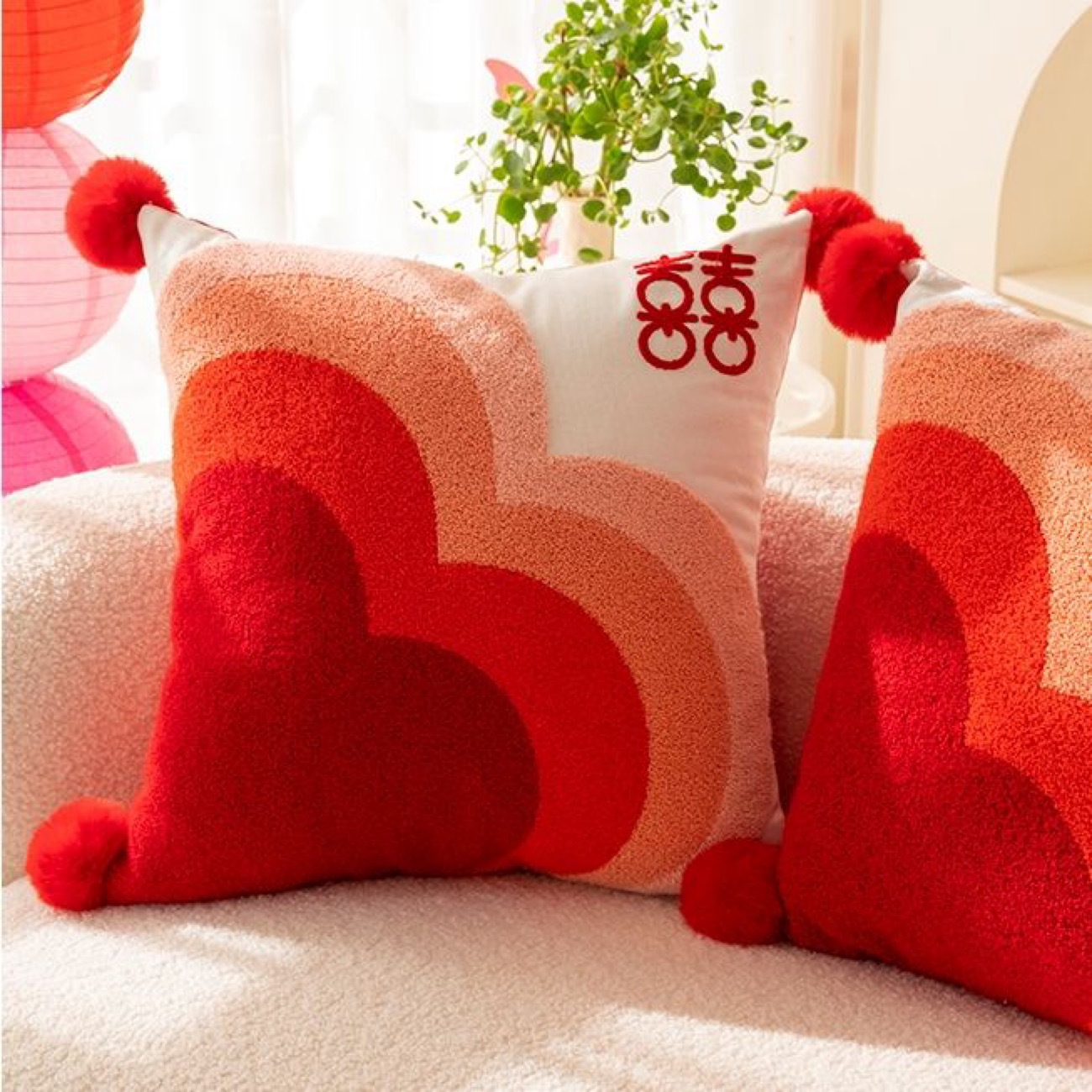 喜庆喜字沙发靠垫