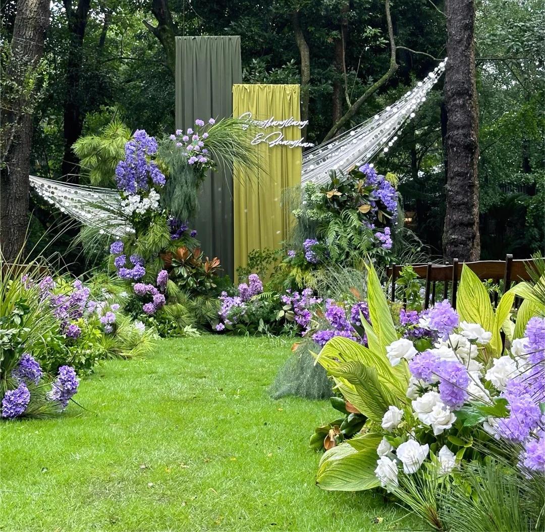 森系自由感清新绿纱幔户外婚礼💙