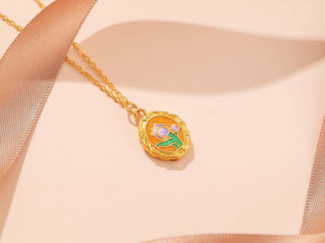 黃金足金999紫韻芳華吊墜