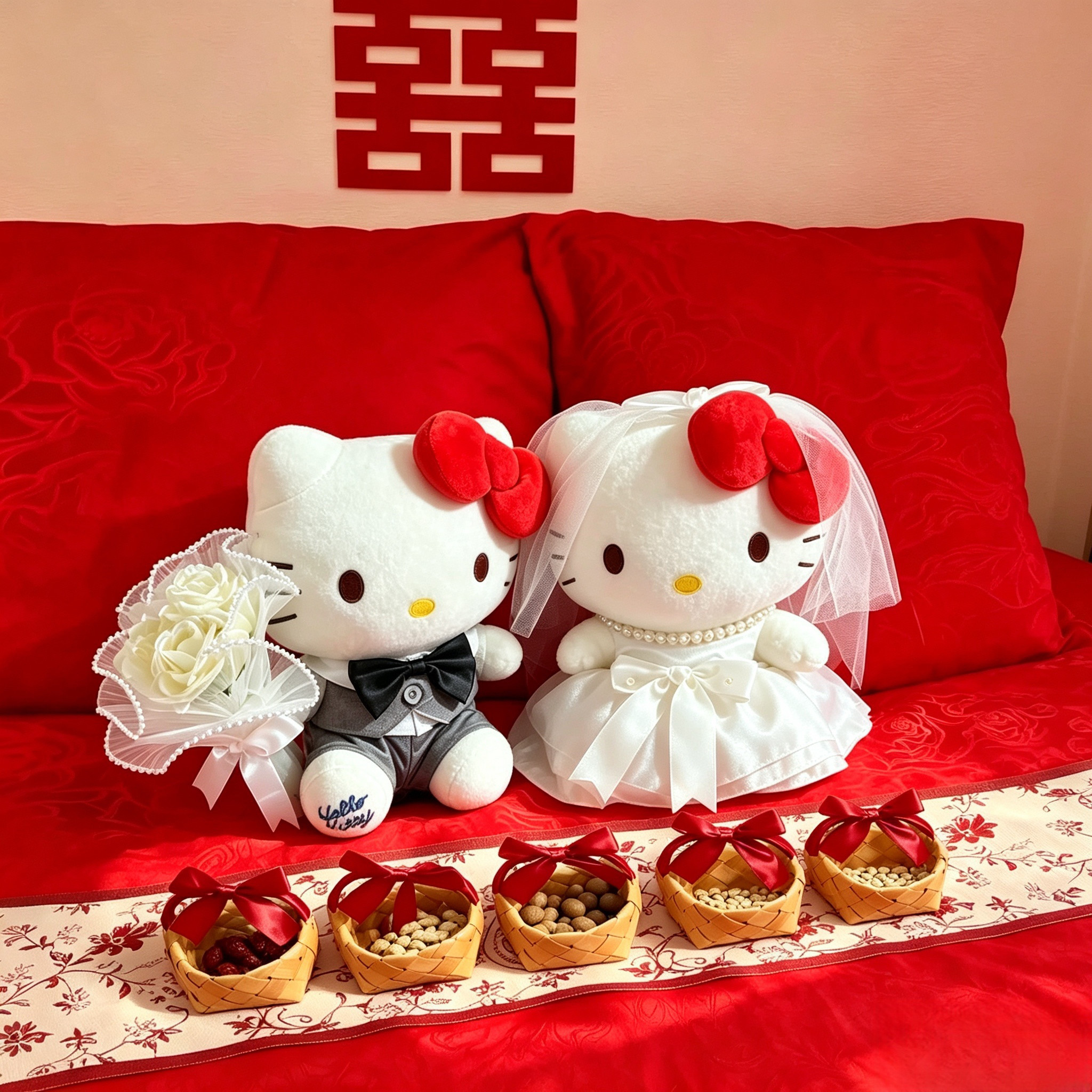 HelloKitty 结婚压床娃娃一对陪嫁抱枕公仔