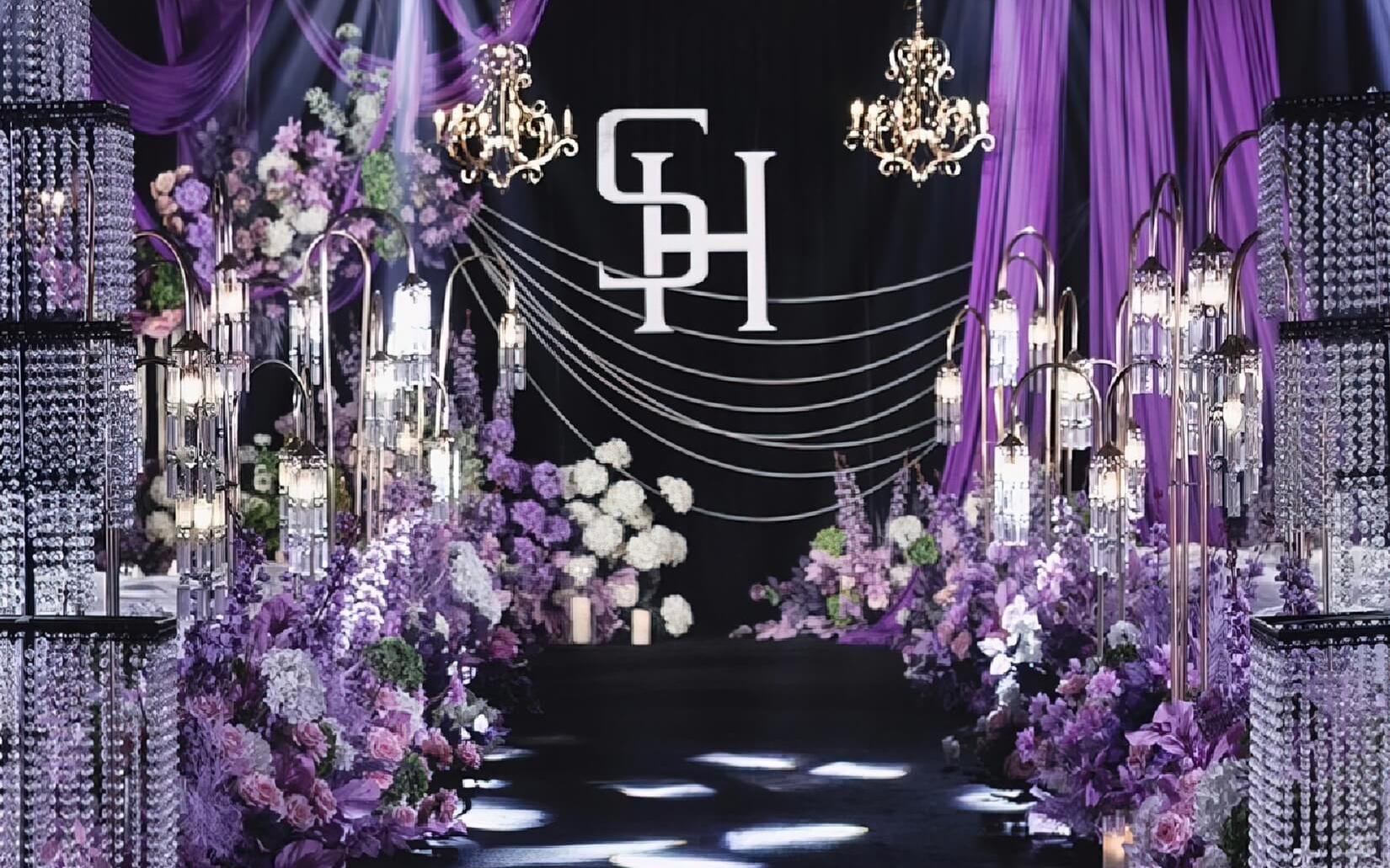 韩式紫色布幔小众婚礼
