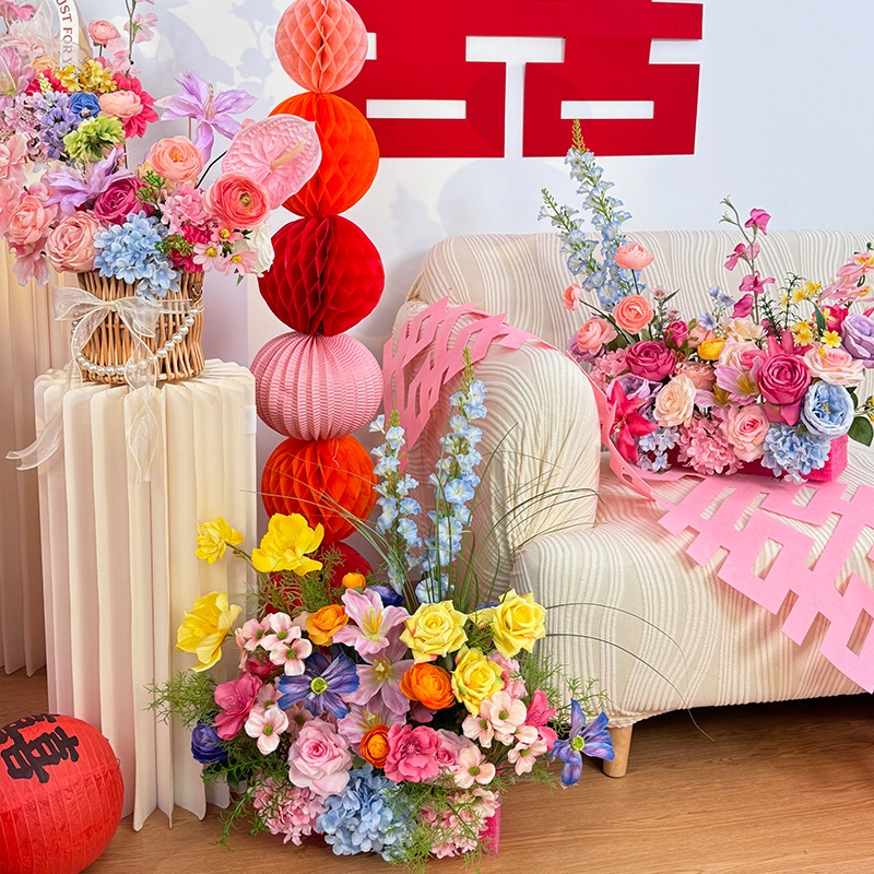 浪漫氛围仿真花艺婚房布置