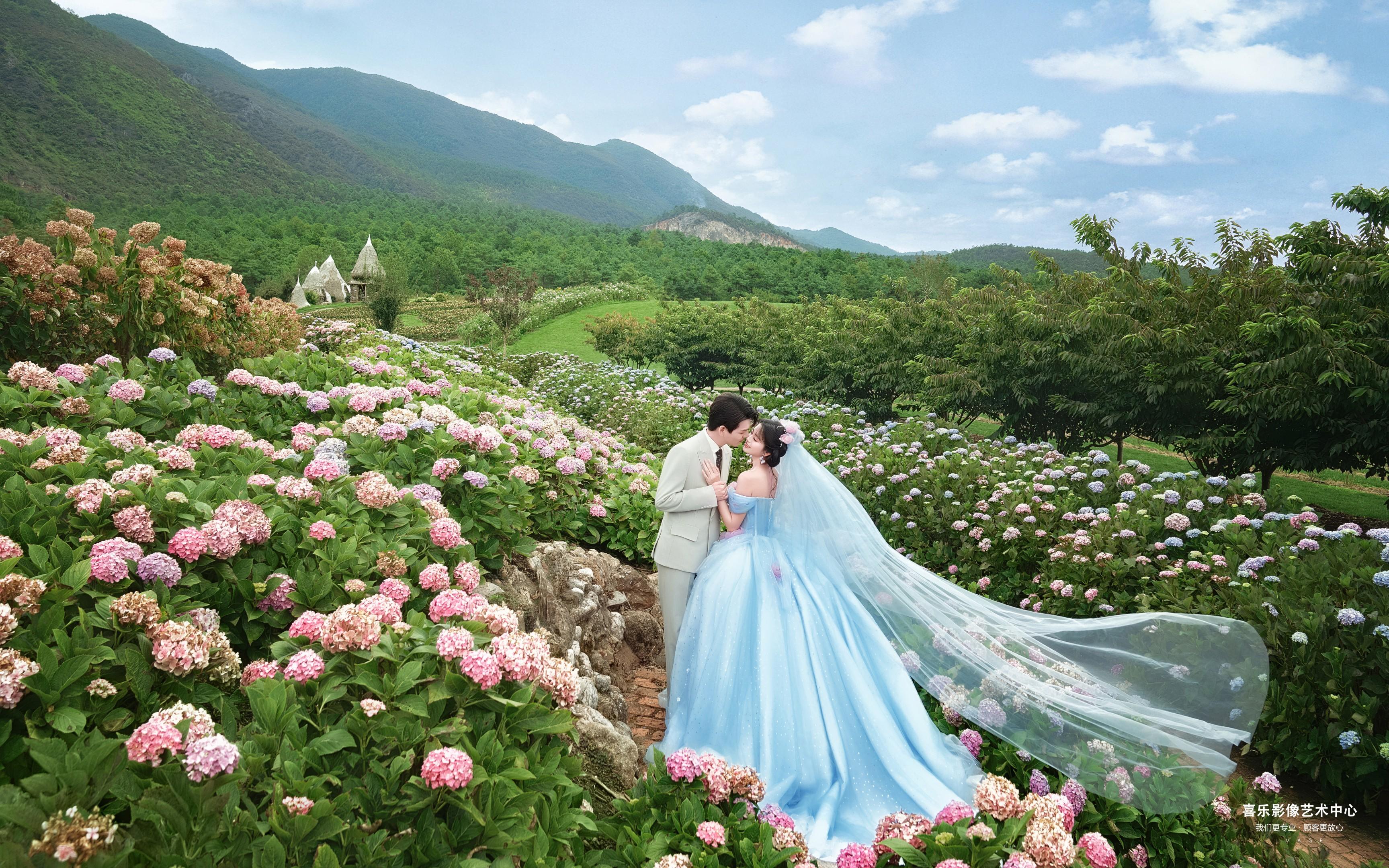 花海藍(lán)紗婚紗照｜這才是公主的婚禮打開方式