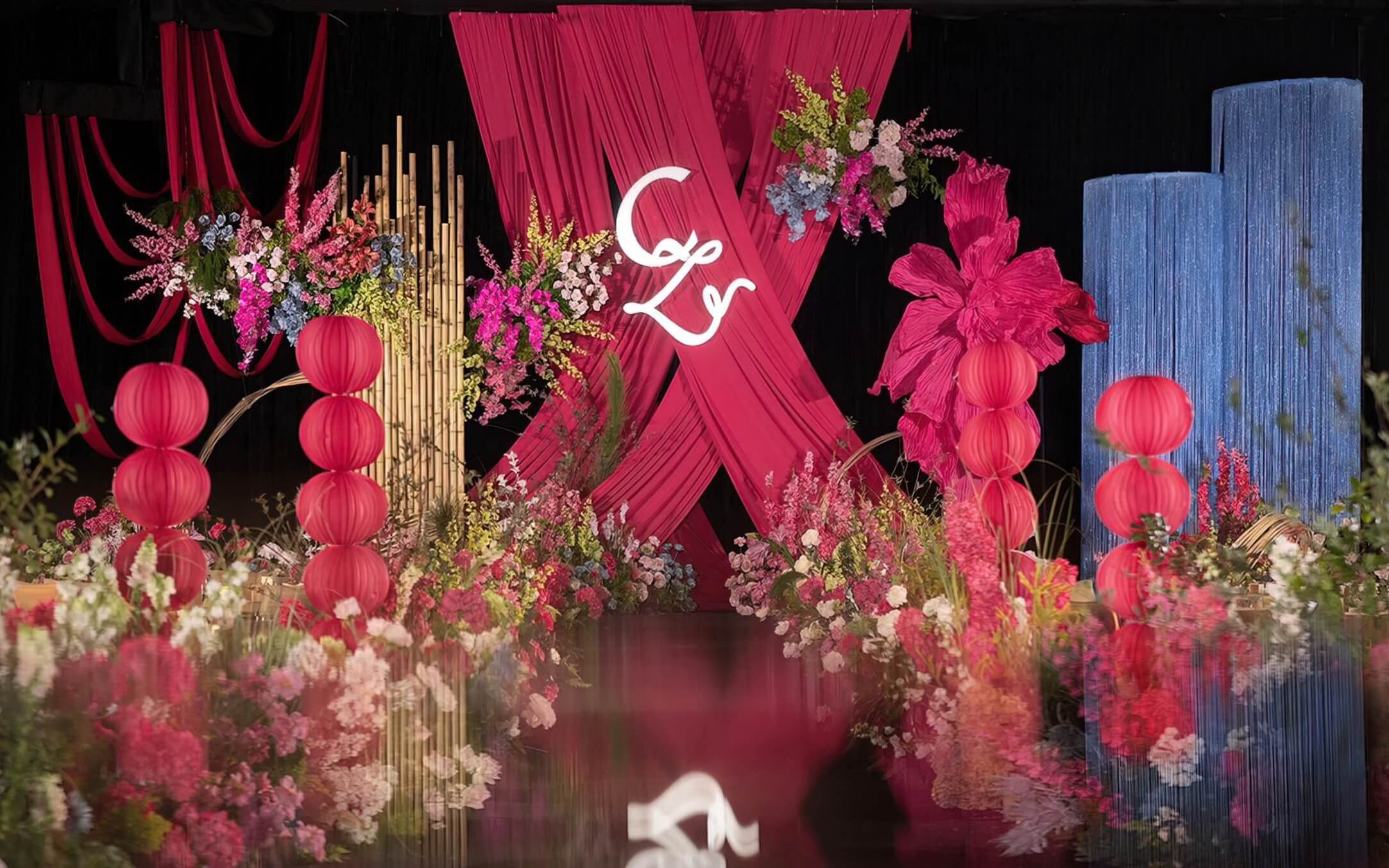 玫紅色南洋風(fēng)復(fù)古婚禮