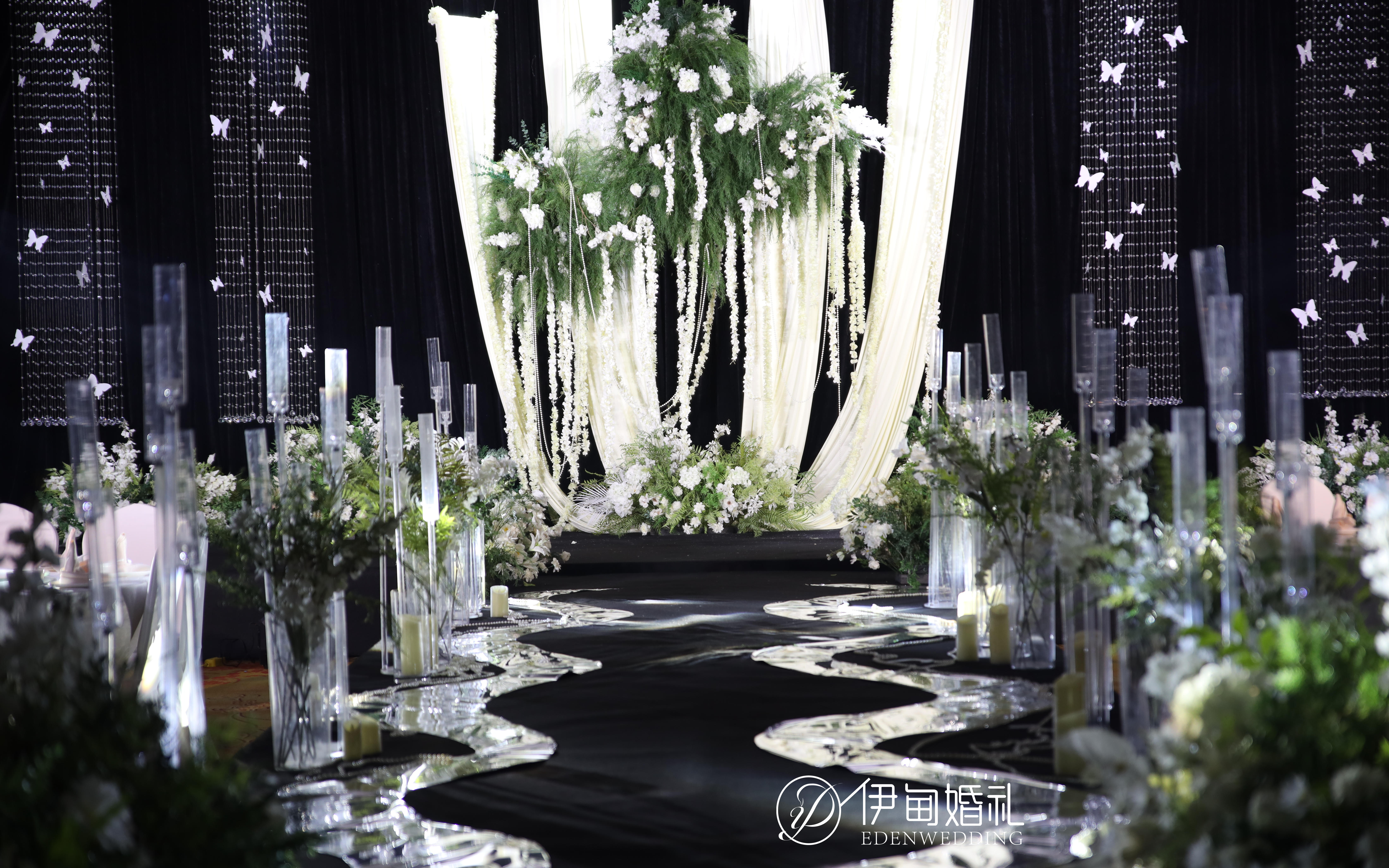 【伊甸婚礼】白绿色小众水晶布幔风婚礼