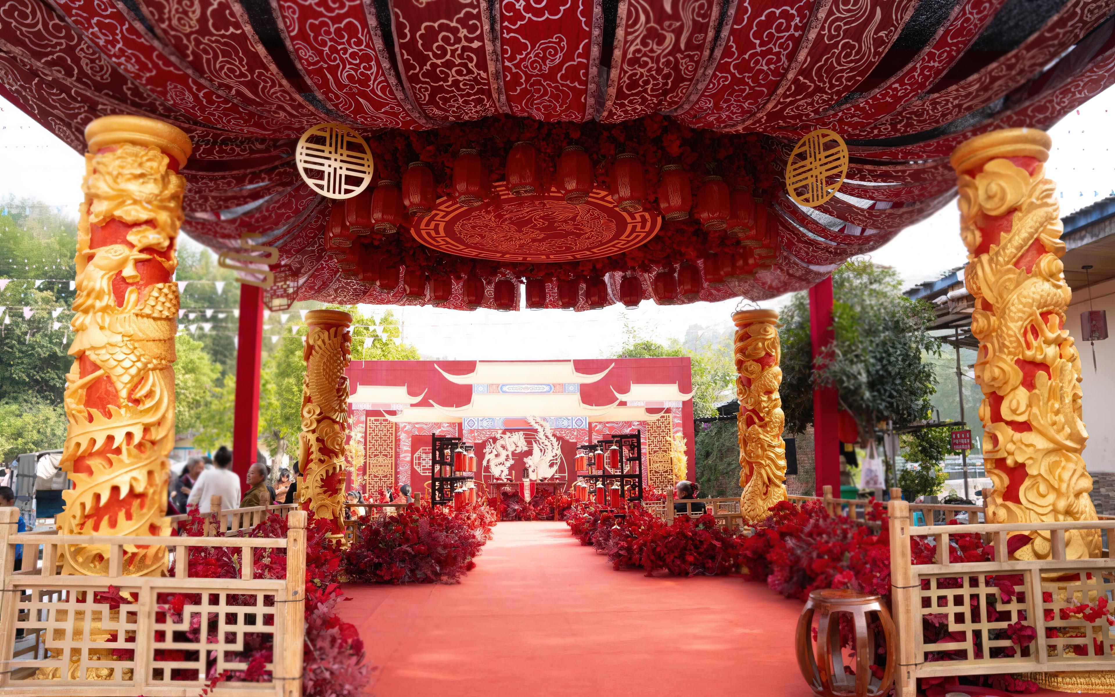 超級大氣的純中式農(nóng)村婚禮明制婚禮