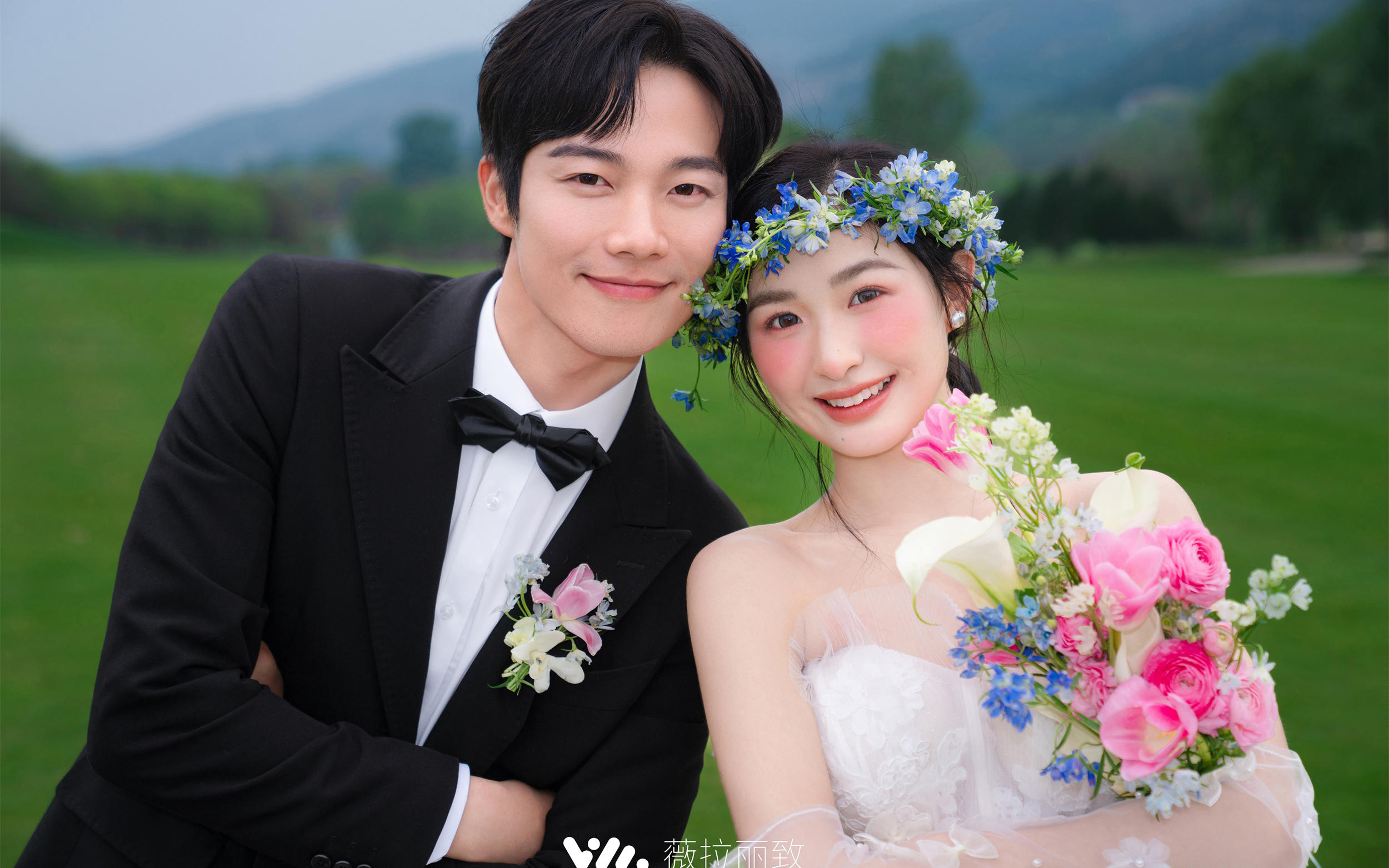 氧氣感爆棚的花環(huán)森系婚紗照??