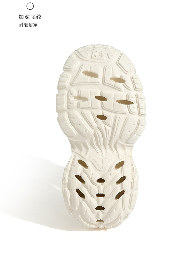 婚禮久穿不累腳 男女同款防滑踩屎感透氣加厚底軟底防滑洞洞鞋