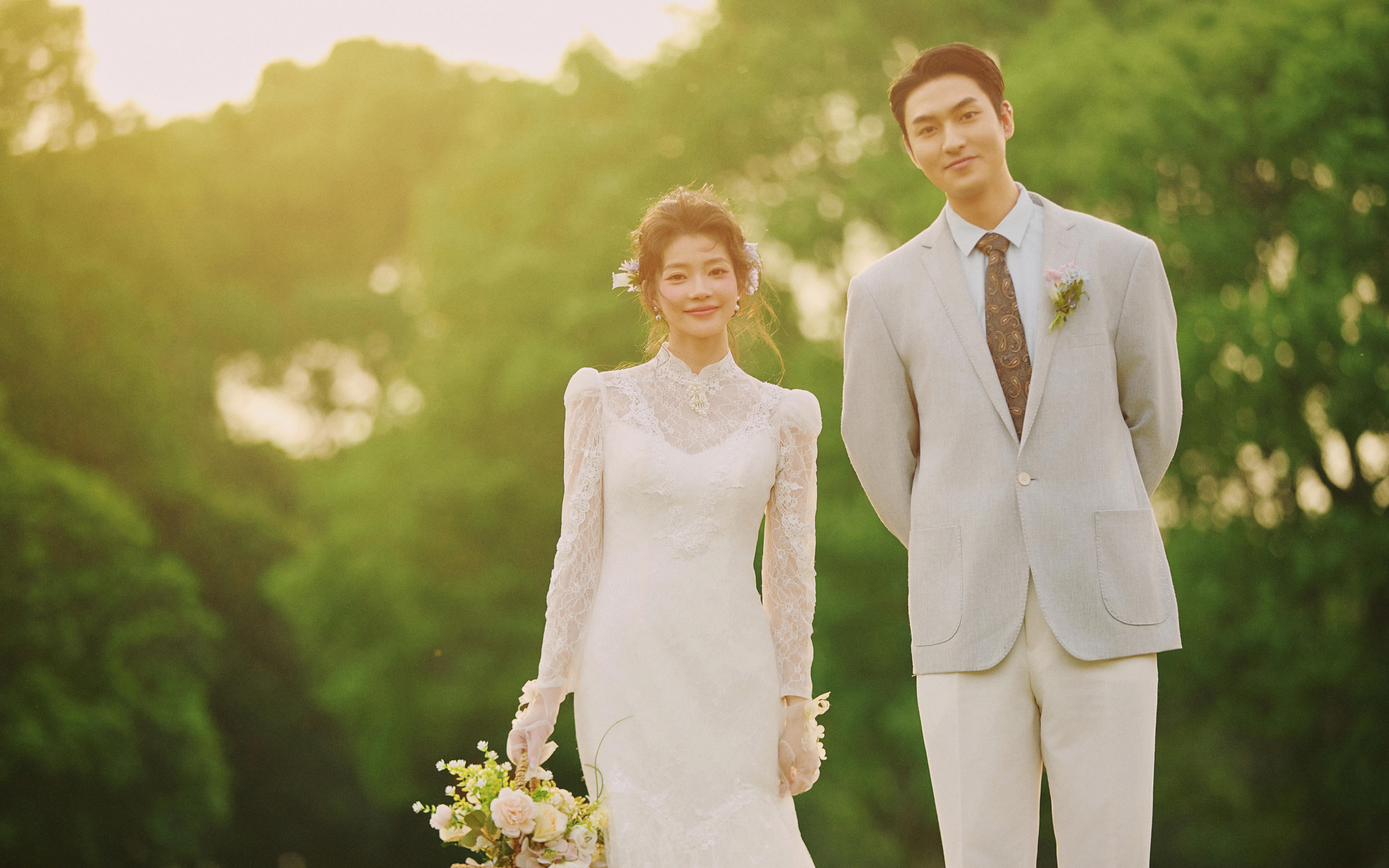 夕阳森系甜美婚纱照