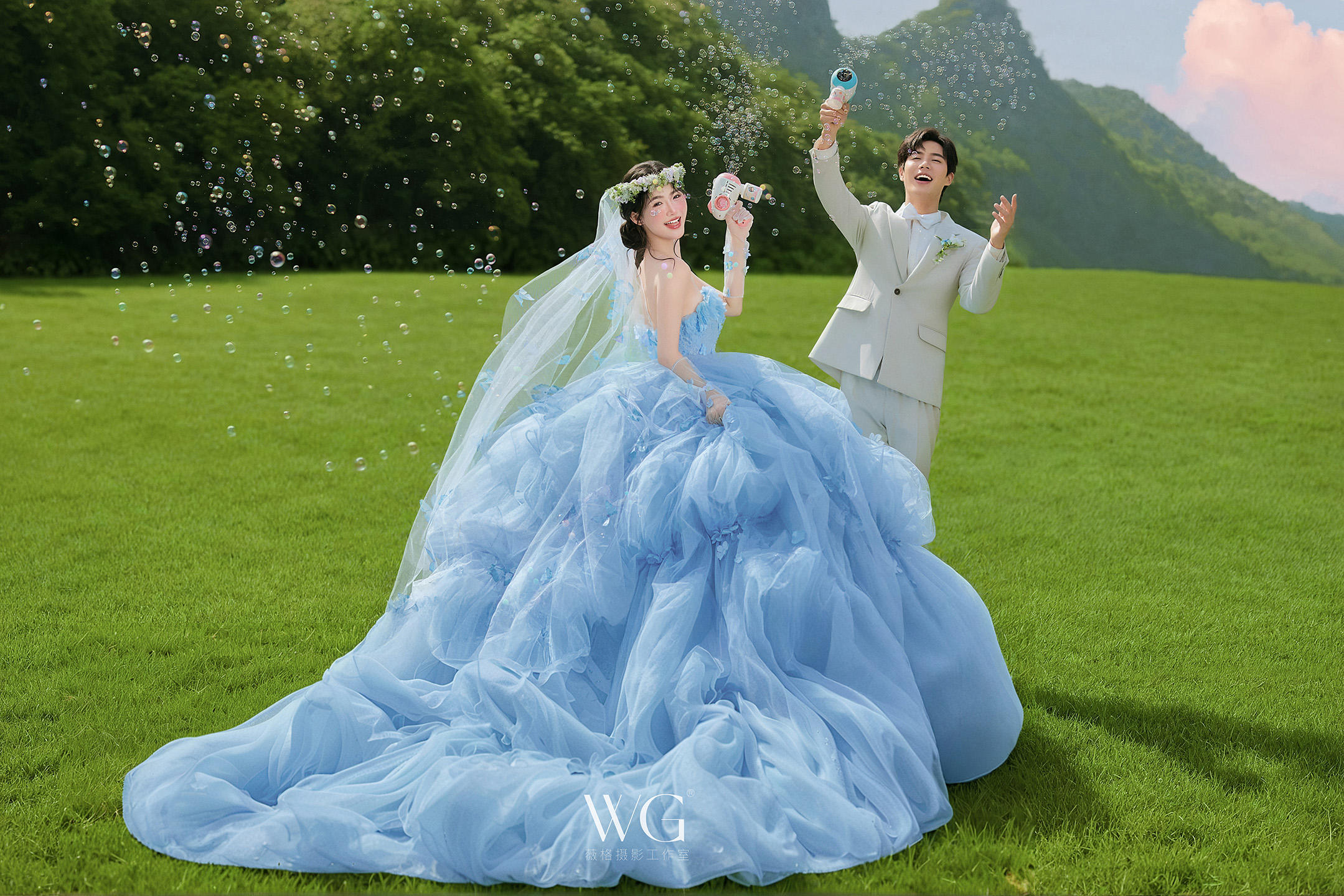 超绝❗蓝色花神婚纱照🍃清新自然又浪漫?