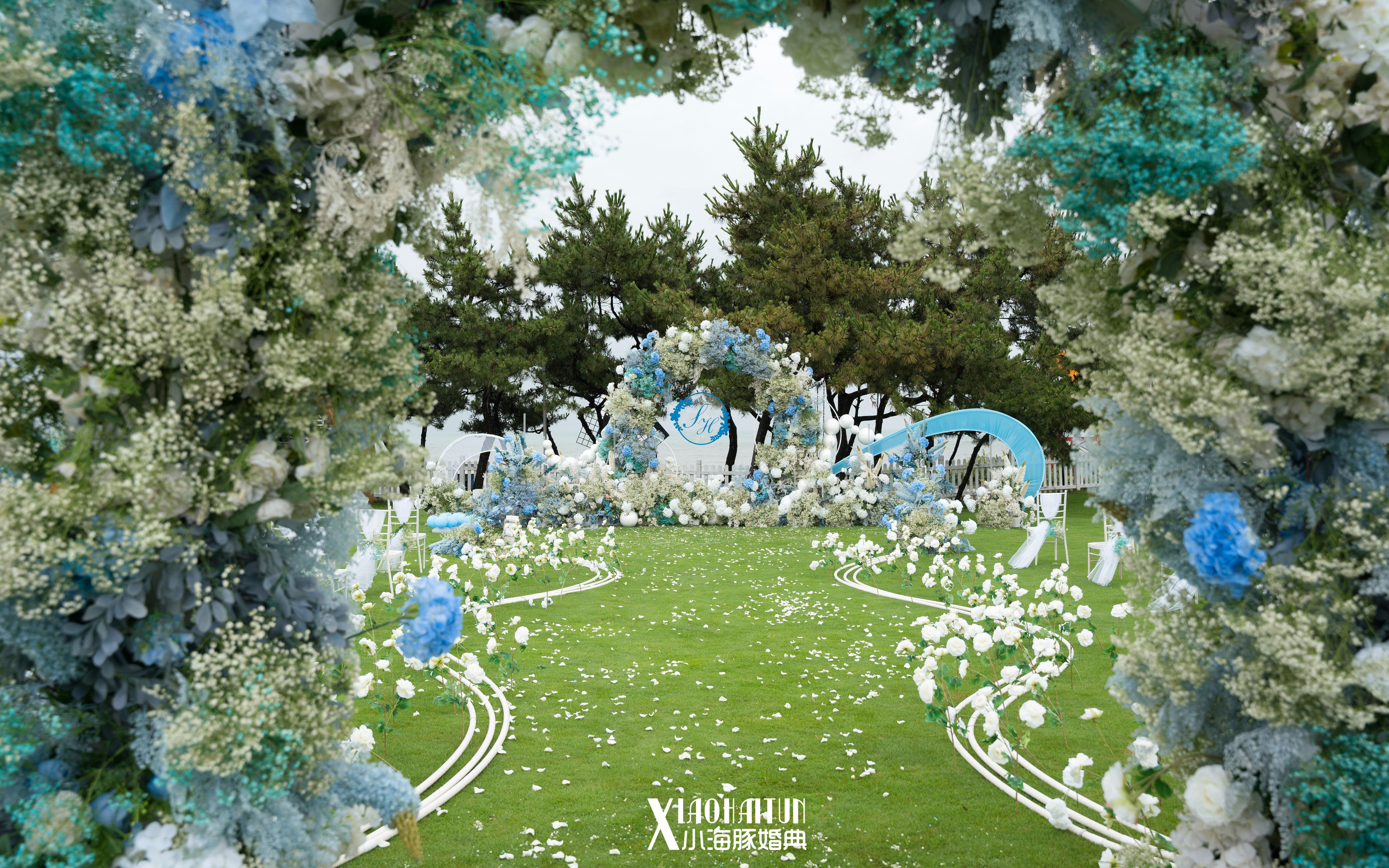 日照婚慶，夢(mèng)幻藍(lán)白色系婚禮，日照婚慶公園