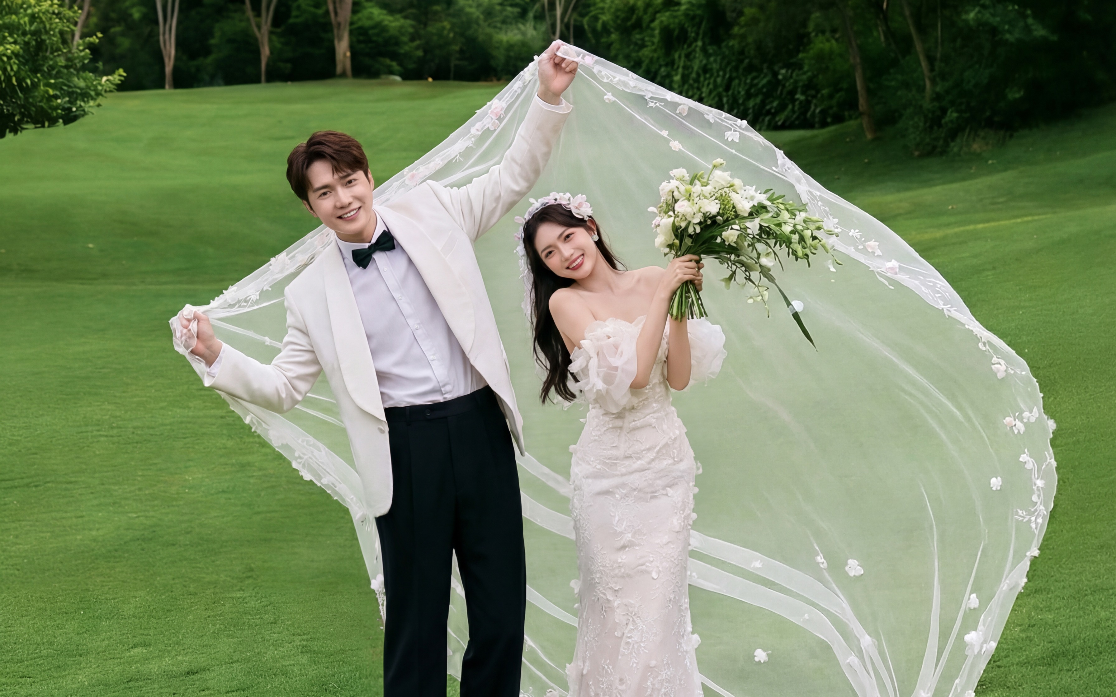 【法式印象】林间草坪纪实婚纱照 简约纯白满是氛围