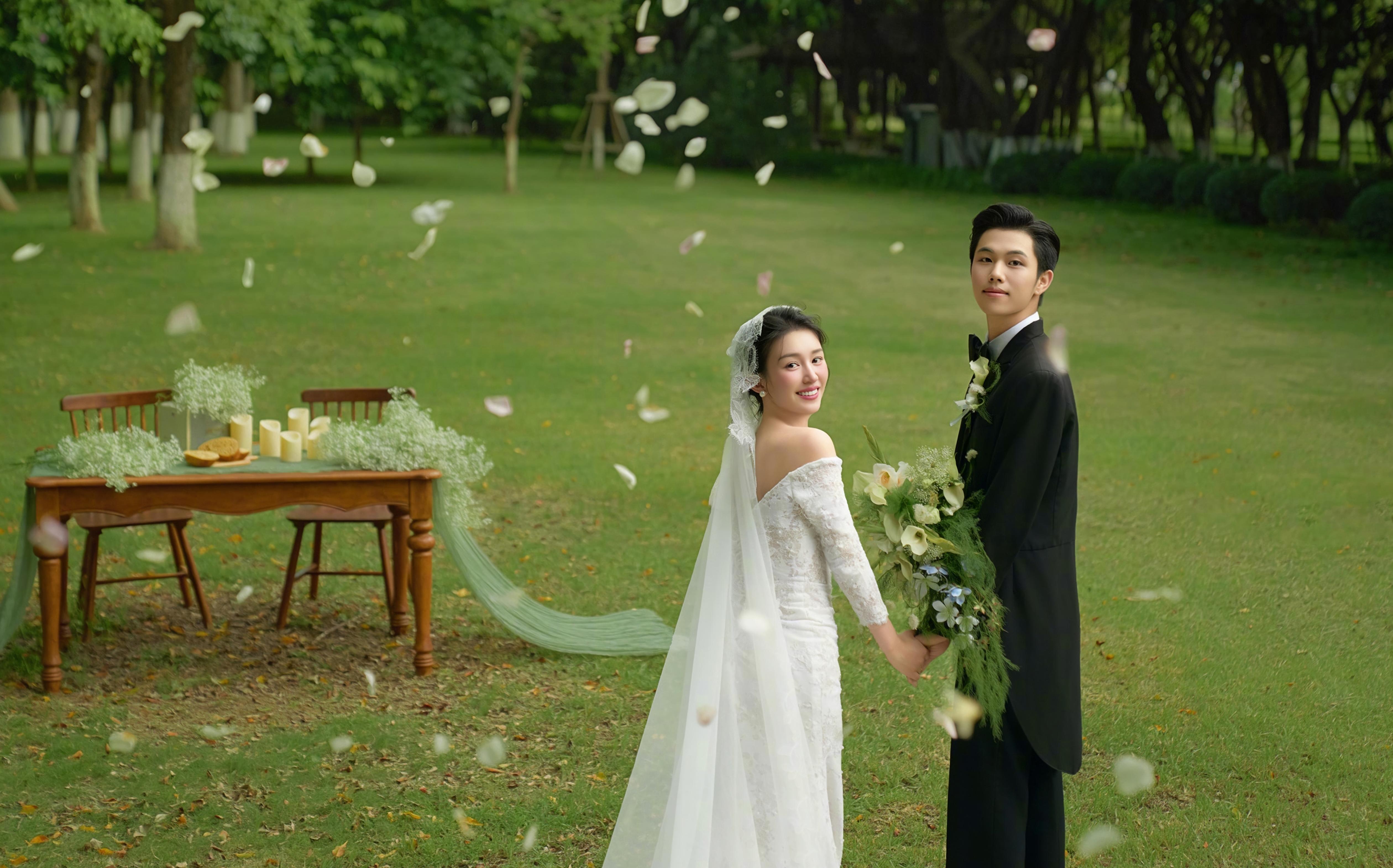 草坪婚紗照??綠意詩篇 就在腳下
