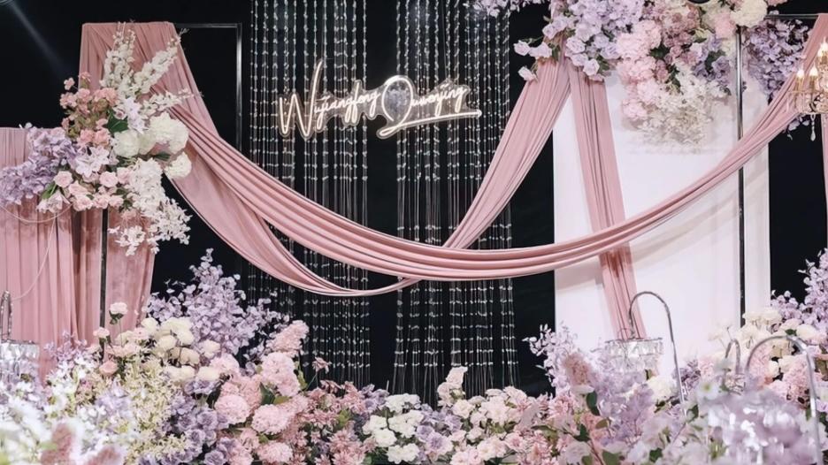 致·婚礼｜粉色系布幔水晶婚礼法式浪漫风