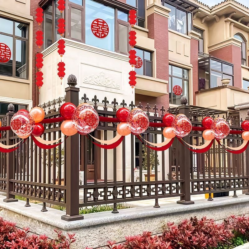【别墅围栏装饰】结婚庭院布置小院子护栏杆婚礼外景装饰