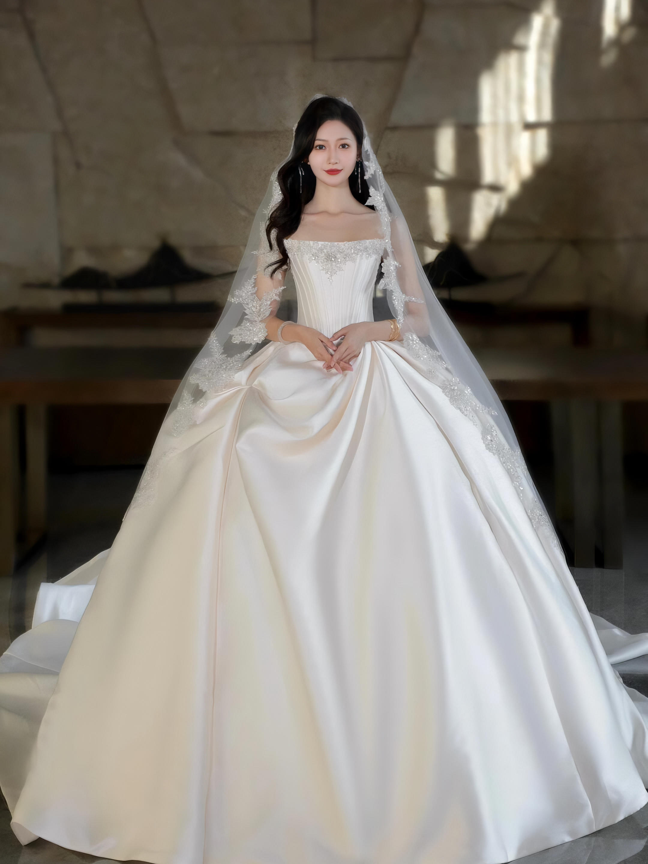 高端奢緞面婚紗